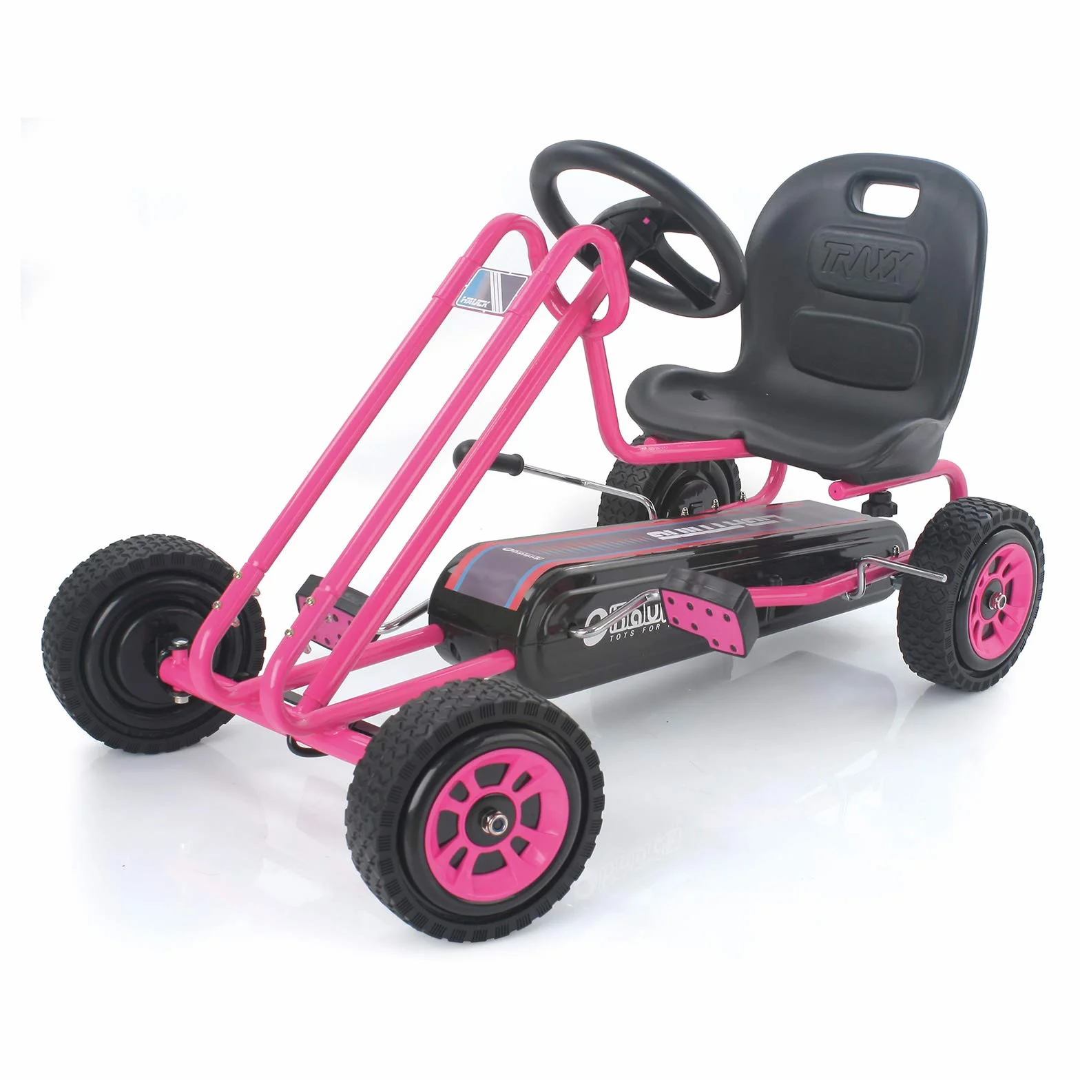 Hauck Lightning Go-Kart - pojazd dziecięcy, opony z gumowym profilem, hamulec ręczny na oba tylne koła, 3-stopniowa regulacja siedziska, różowy