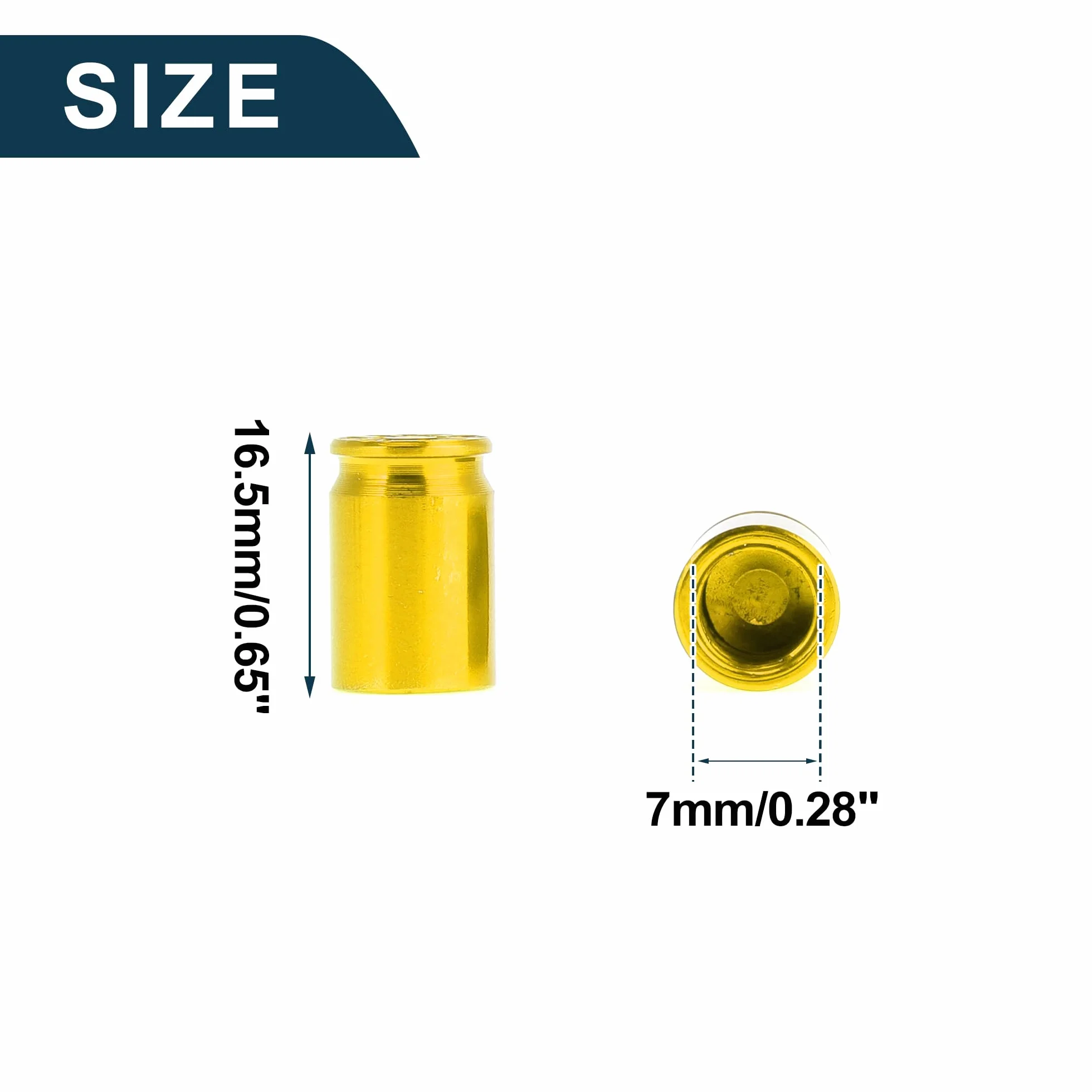 4 szt. Styloza zaślepki zaworu opony 7 x 16,5 mm osłona przeciwpyłowa do opon kształt kuli złoty odcień stopu aluminium