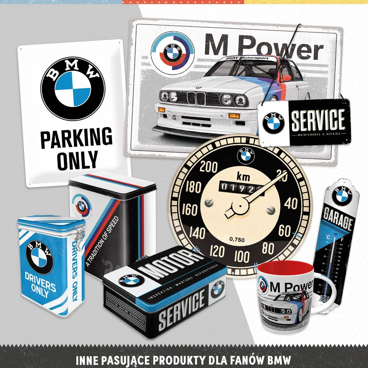 Bmw PO26177 Parking Only Blue Tabliczka Blaszana W Stylu Retro, Wielokolorowy