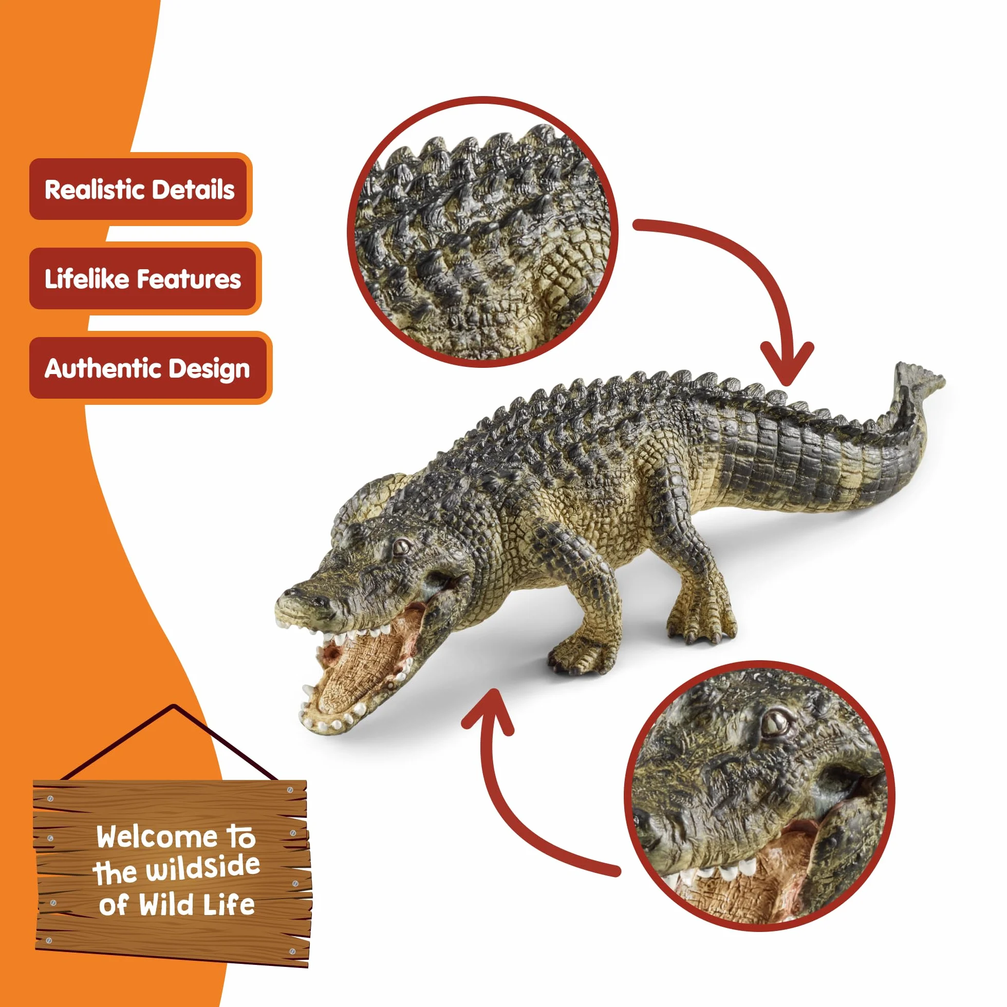 schleich WILD LIFE | Aligator 14727 | Szczegółowa figurka zwierzęcia | Zabawka zoo | Prezent dla dzieci | Figurka do zabawy od 3 lat | 19 × 6 × 4 cm