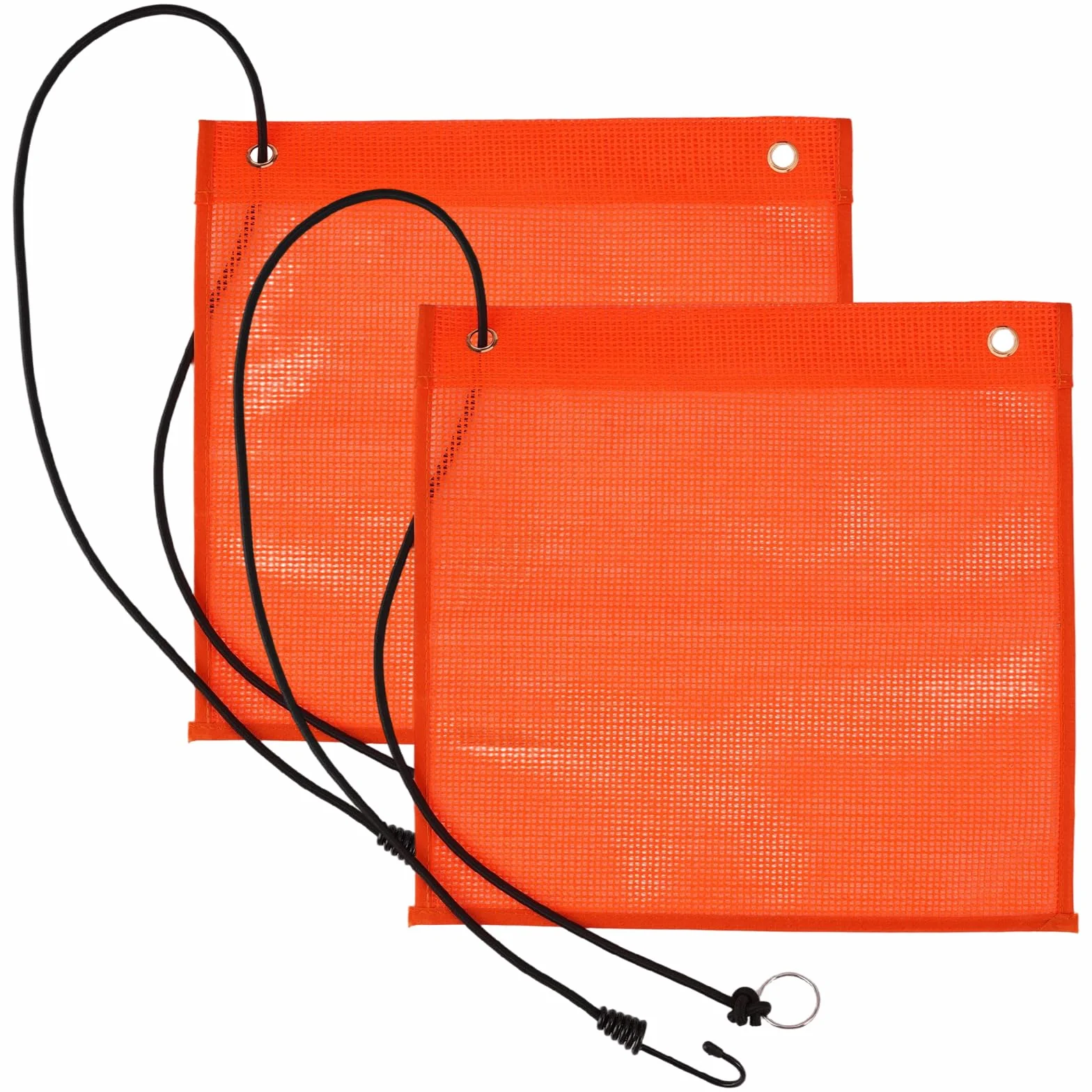 2 sztuki czerwonych flag ostrzegawczych, 30,5 x 30,5 cm, PCW, czerwona flaga ostrzegawcza, odporna na warunki atmosferyczne, z gumową linką, odporna na rozerwanie, do zabezpieczania ładunku, czerwona