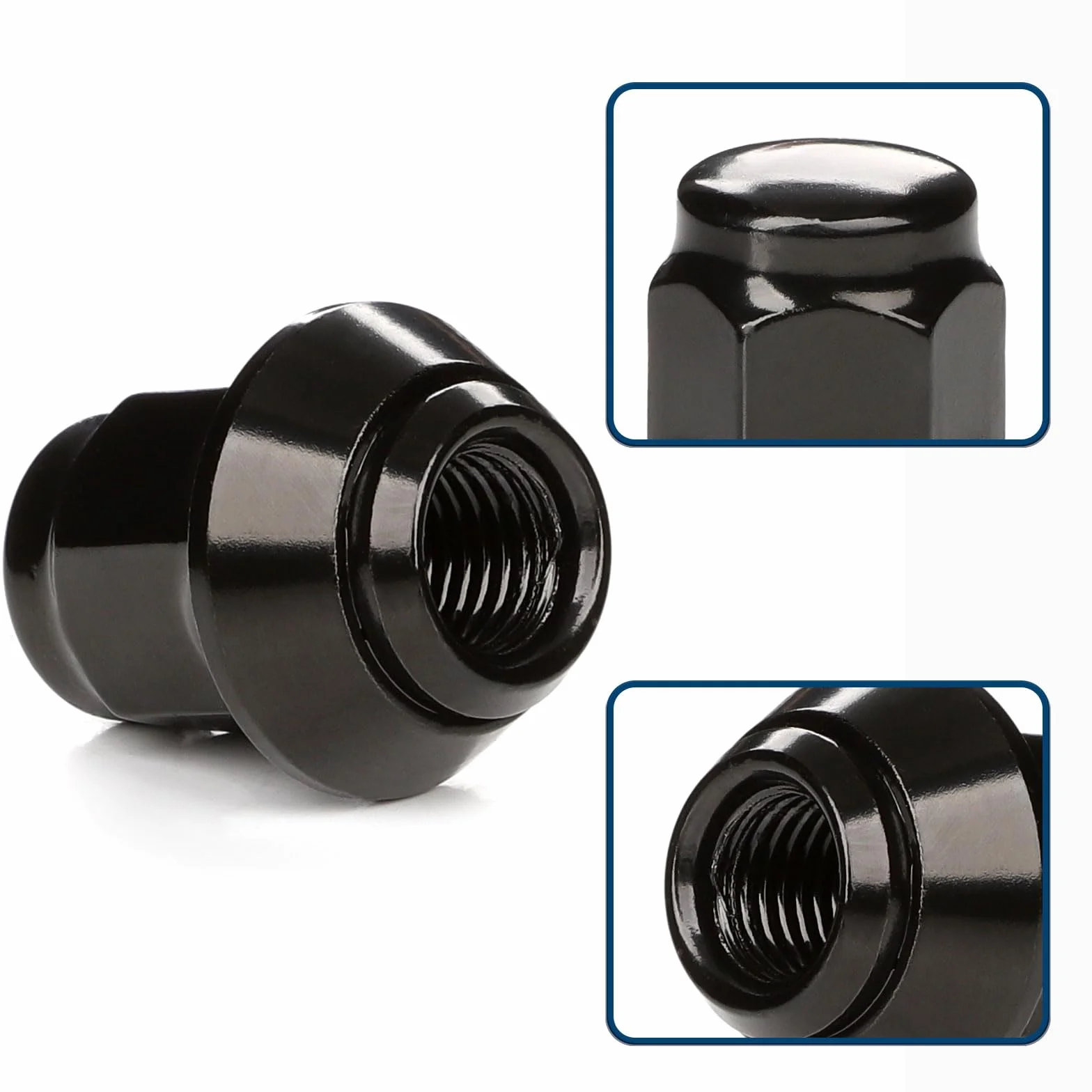 GAsuppply 20 x nakrętki do kół M12 x 1,5 ruchome śr. = 28 mm, stożek SW19 60°, śruby do tablic rejestracyjnych Volvo v40, nakrętki kół Ford (czarne)