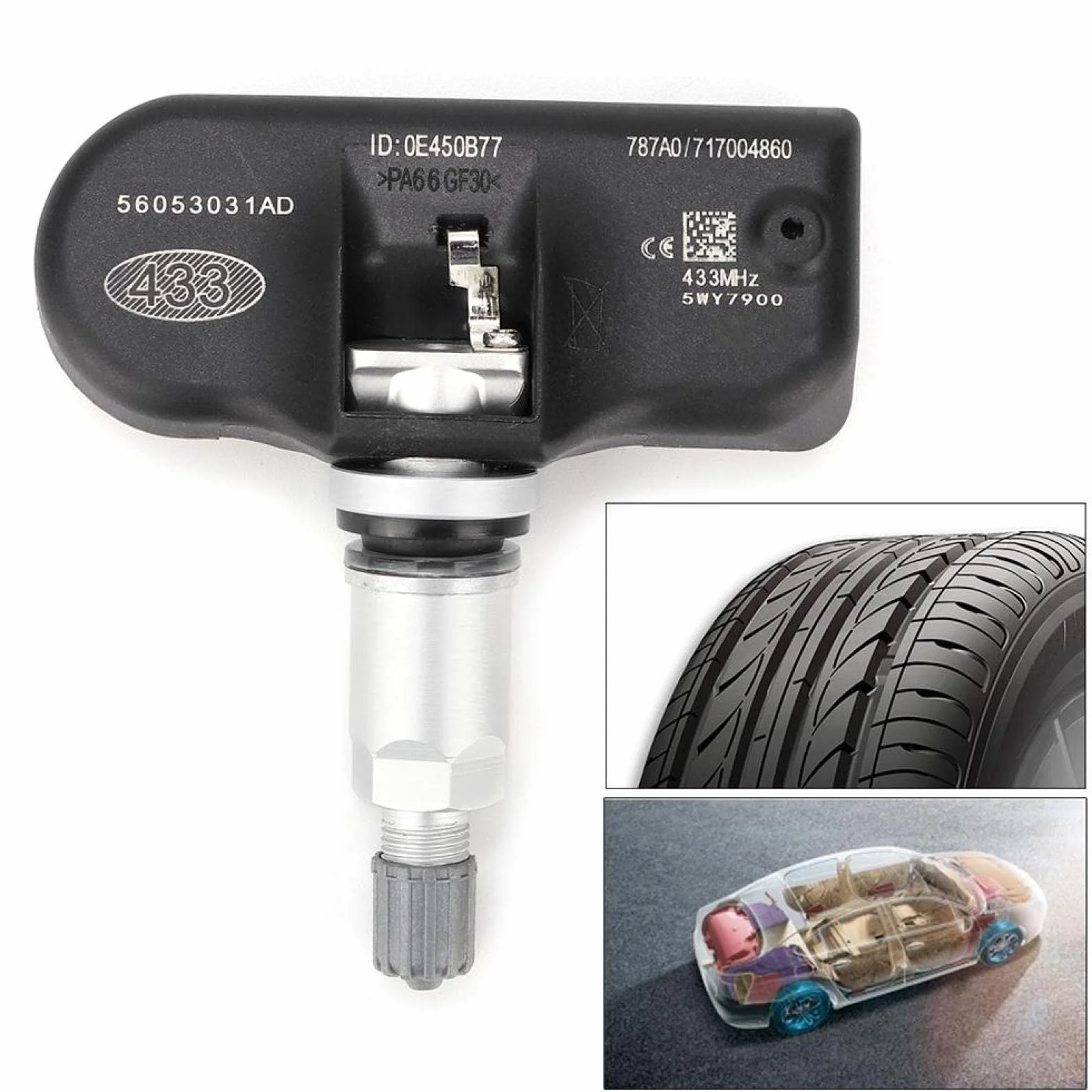 Czujnik TPMS, Fydun 4 Szt. Wymiana Czujnika Ciśnienia w Oponach 56053031AD System Monitorowania Ciśnienia Opon dla Sebringa dla Jounrey dla Kompasu