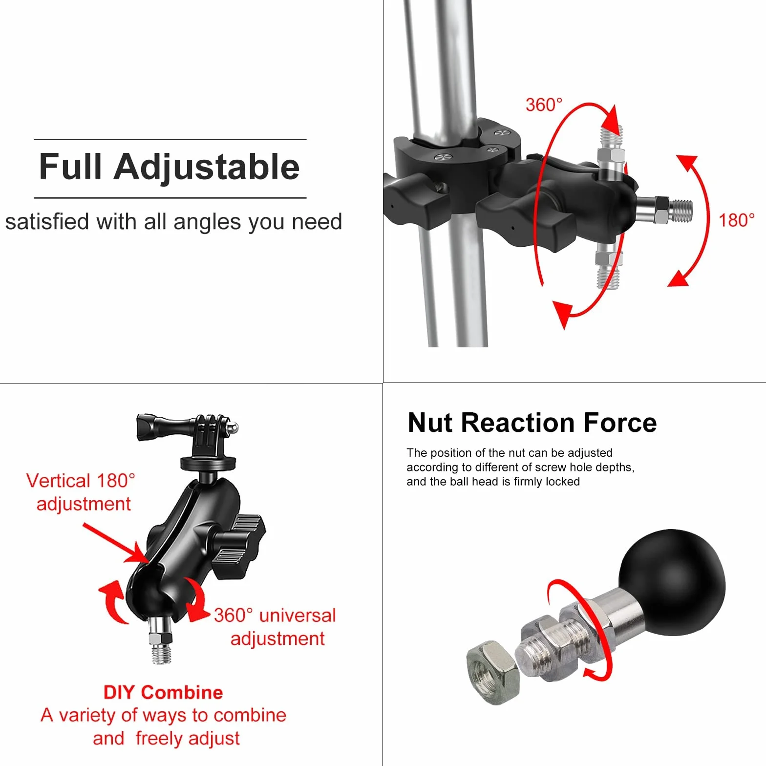 Adapter do statywu 1-calowy z gwintem 1/4-20, kompatybilny z RAM Mount
