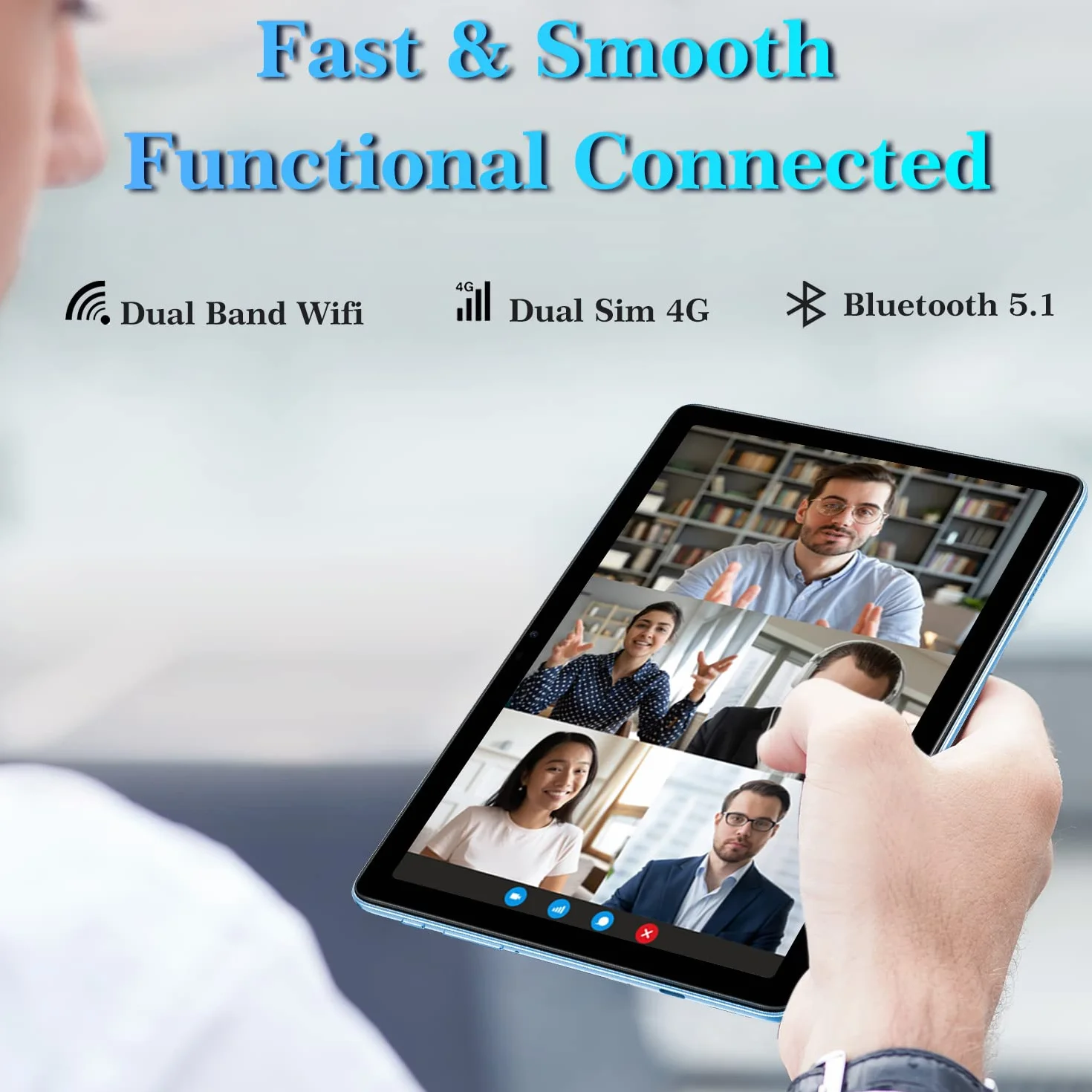 Tablet 10,1 cala, tablet 15 GB RAM 128 GB ROM (1 TB rozszerzany), Android 12 5G + 2,4G WiFi |13 MP + 8 MP | Ekran HD IPS |8300mAh | Bluetooth 5.1| Niebieski długopis dotykowy
