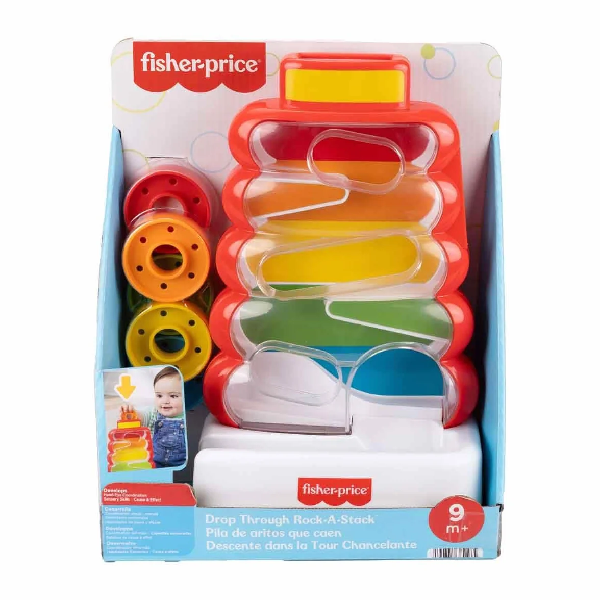 Fisher-Price Piramidka z żetonami do wrzucania, aktywizująca zabawka edukacyjna dla niemowląt 9 mies.+, JLB81