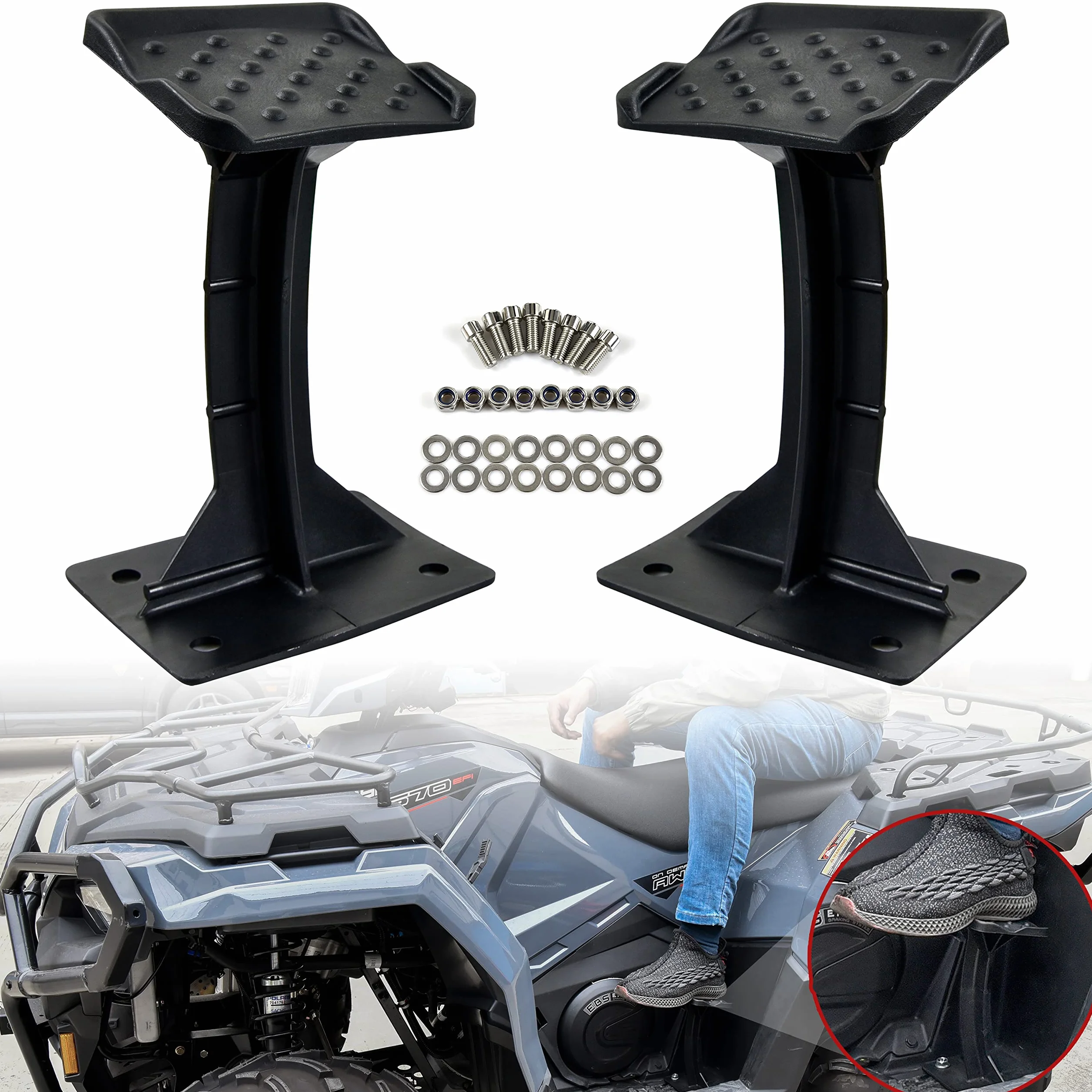 SAUTVS Podnóżek pasażera ATV dla sportowca 570 450 H.O.21-23, tylne podnóżki, podnóżki, pedały do Polaris Sportsman 570 450 H.O. 2021-2023, akcesoria (2 szt.)