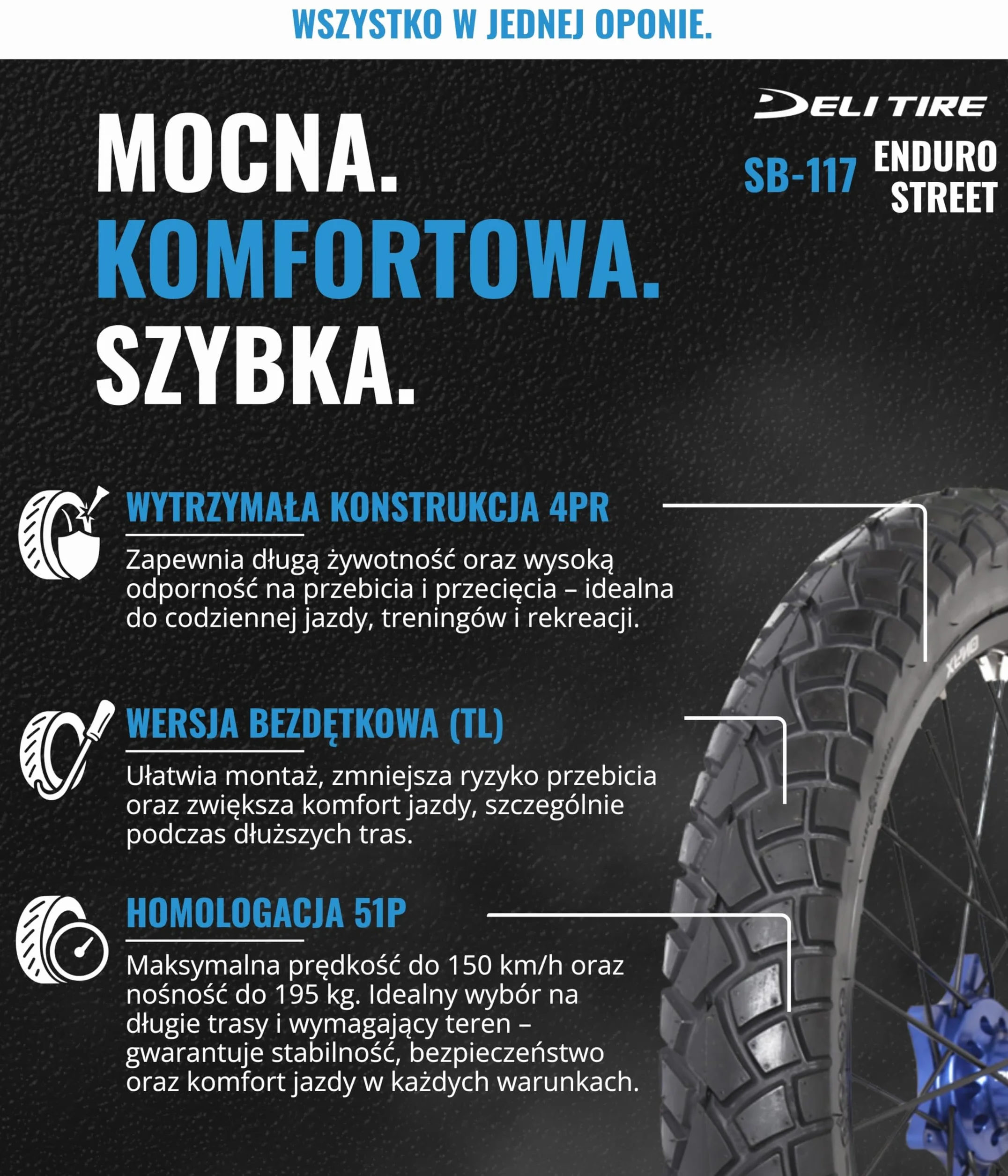 Opony Deli SB-117 Street Enduro 90/90-18 TL całoroczna nowa