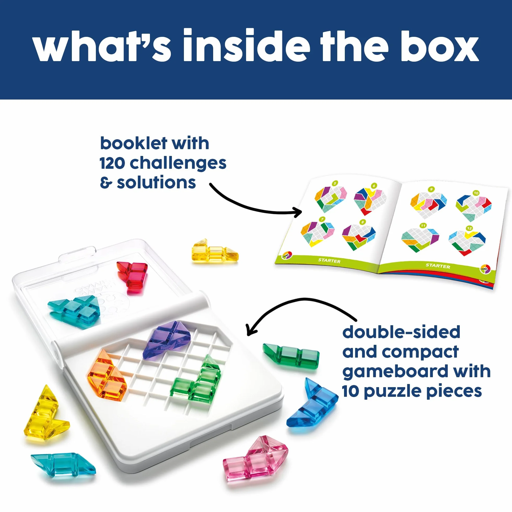 smart games - IQ Love, Puzzle Game with 120 Challenges, 2 Playing Modes, 7+ Years
