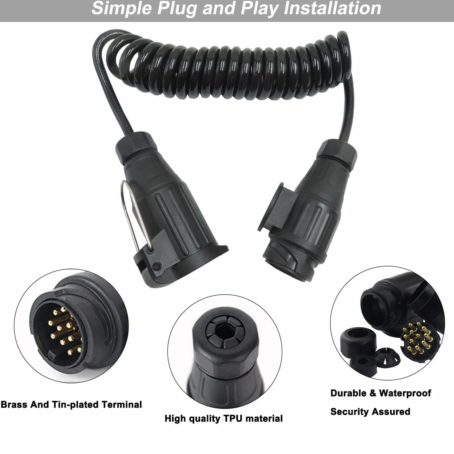 Przedłużacz przyczepy 13-stykowy kabel spiralny do samochodu kempingowego