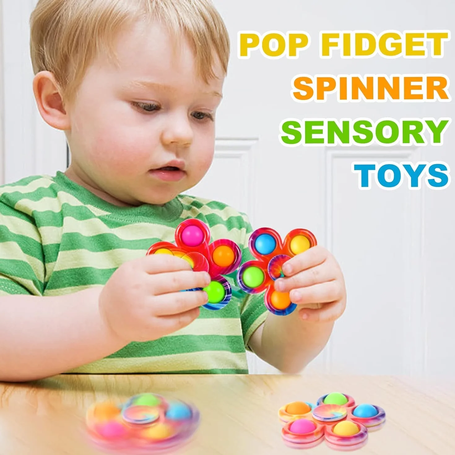 SCIONE 2PcsTie-Dye Bubble Fidget Spinner - Zabawna kolorowa zabawka antystresowa dla dzieci i dorosłych - Trwała i bezpieczna konstrukcja