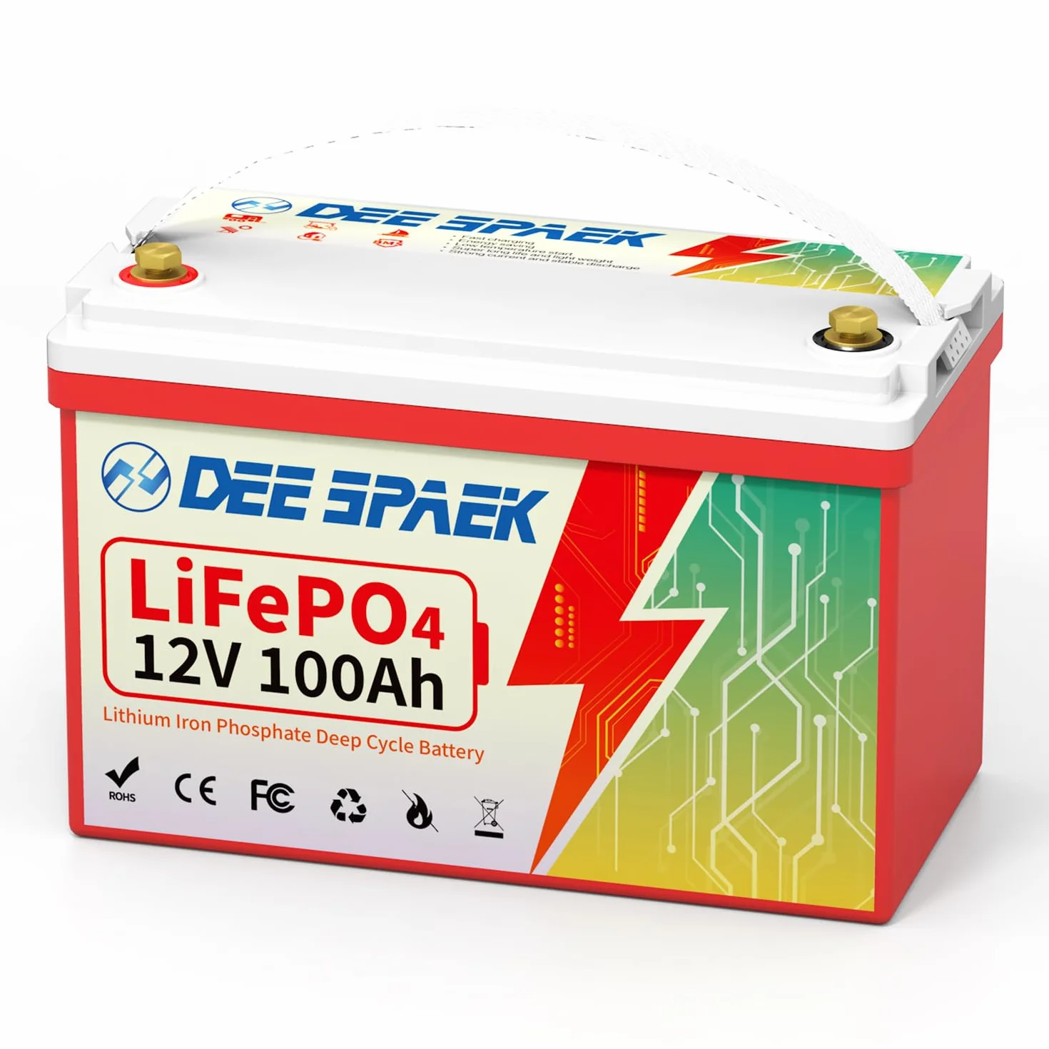 Akumulatory głębokiej pracy cyklicznej LiFePO4 z 100 Ah 12,8 V , kumulatory litowe głębokiego rozładowania, idealny do łodzi, obozowicz, do trollingu, kosiarki, Energetyka słoneczna i wiatrowa (12 V 100 Ah +ładowarka（352*174*190）)
