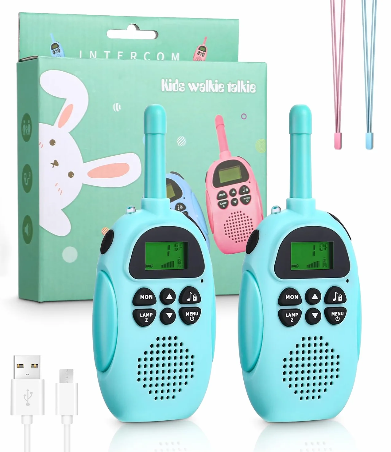 Walkie Talkie dla dzieci, 22-kanałowe krótkofalówki, zabawka dla chłopców i dziewczynek, przygoda na świeżym powietrzu, kemping, wędrówki, walkie talkie, dla dzieci, zielone + zielone