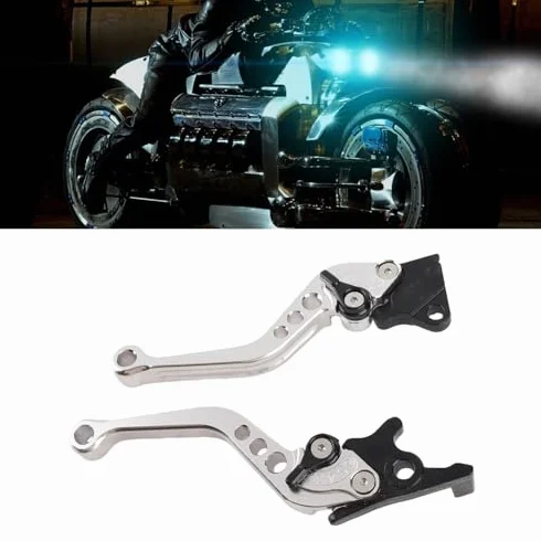 Dźwignia hamulca motocyklowego, para aluminium CNC, sprzęgło motocyklowe, dźwignia hamulca bębnowego, uchwyt (srebrny)