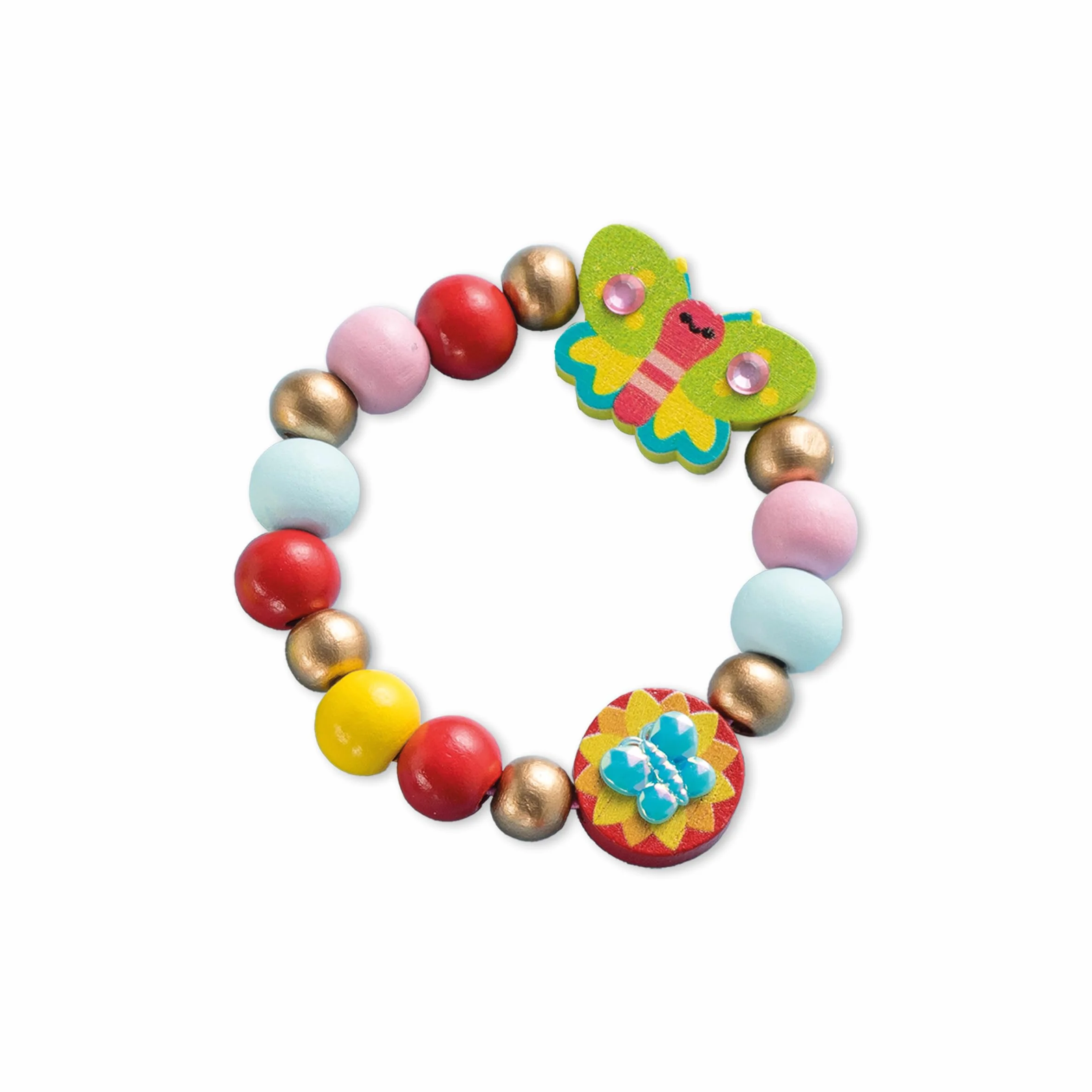 Janod 4 drewniane elementy biżuterii do stworzenia Flower Garden - pierwsze warsztaty jubilerskie - tworzenie biżuterii DIY - zestaw do kreatywnego spędzania wolnego czasu dla dzieci - nauka