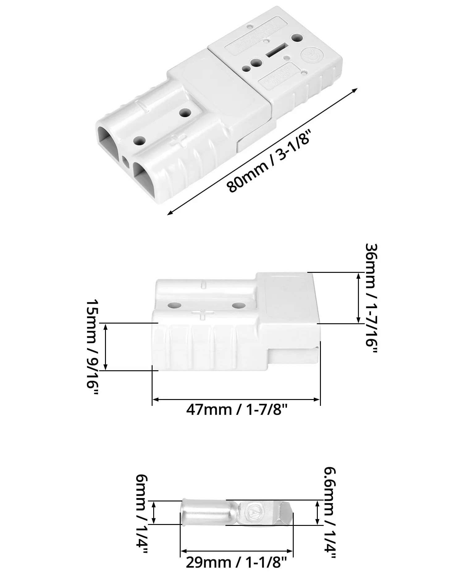 QWORK® 10 zestaw złączy do akumulatorów 50A 600V, szybkozłącze wtykowe do akumulatorów do wózków widłowych, przyczep kempingowych, samochodów, łodzi