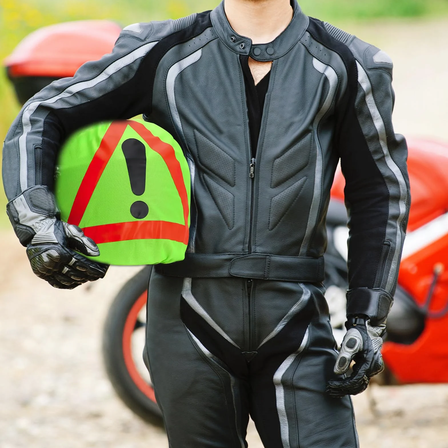 Trójkąt ostrzegawczy na kask motocyklowy pierwszej pomocy