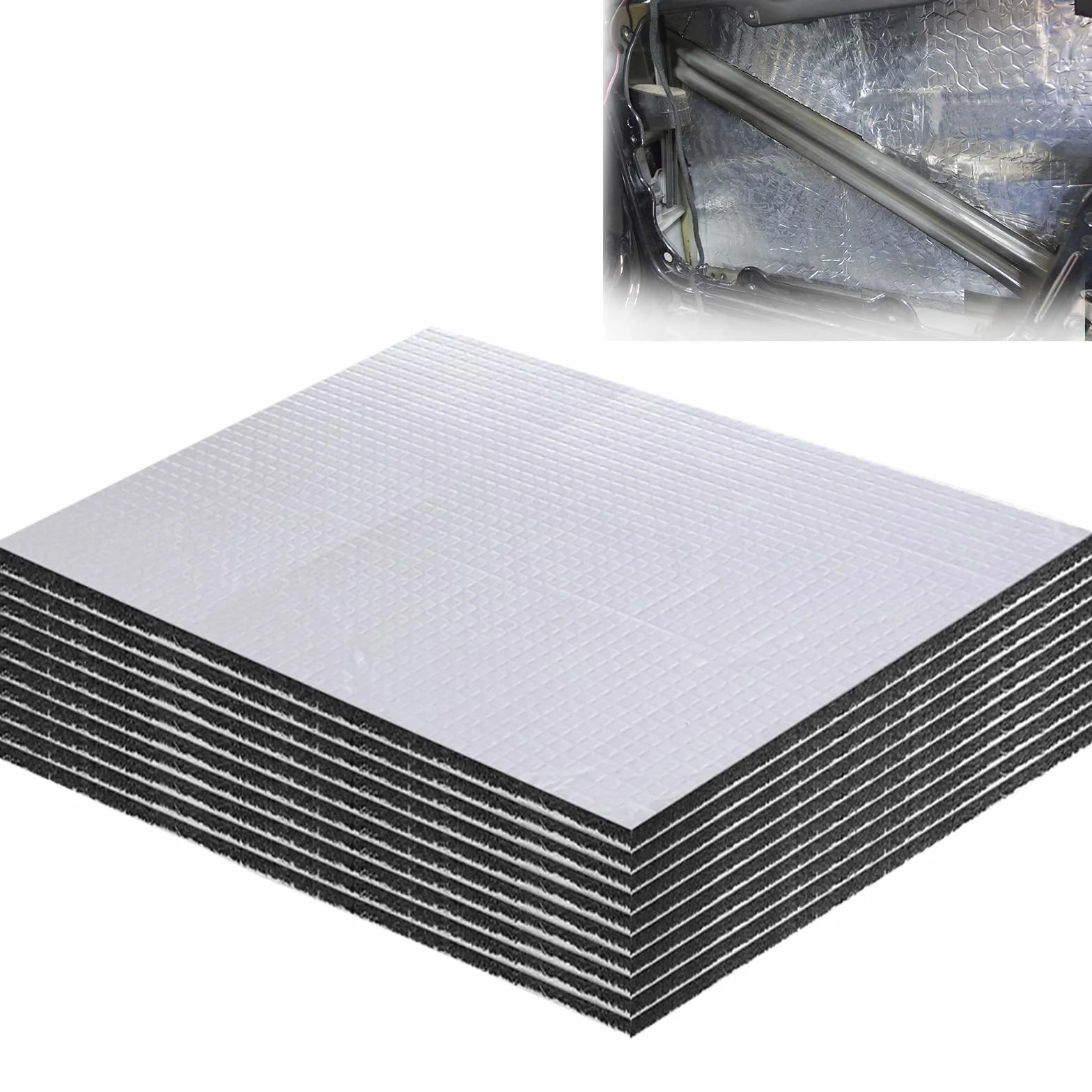 IIRC 10 szt. 40 x 25 cm mata izolacyjna do samochodu, 5 mm/10 mm, uniwersalna mata izolacyjna, samoprzylepna, tłumiąca dźwięki, wodoszczelna, ognioodporna, odporna na wilgoć