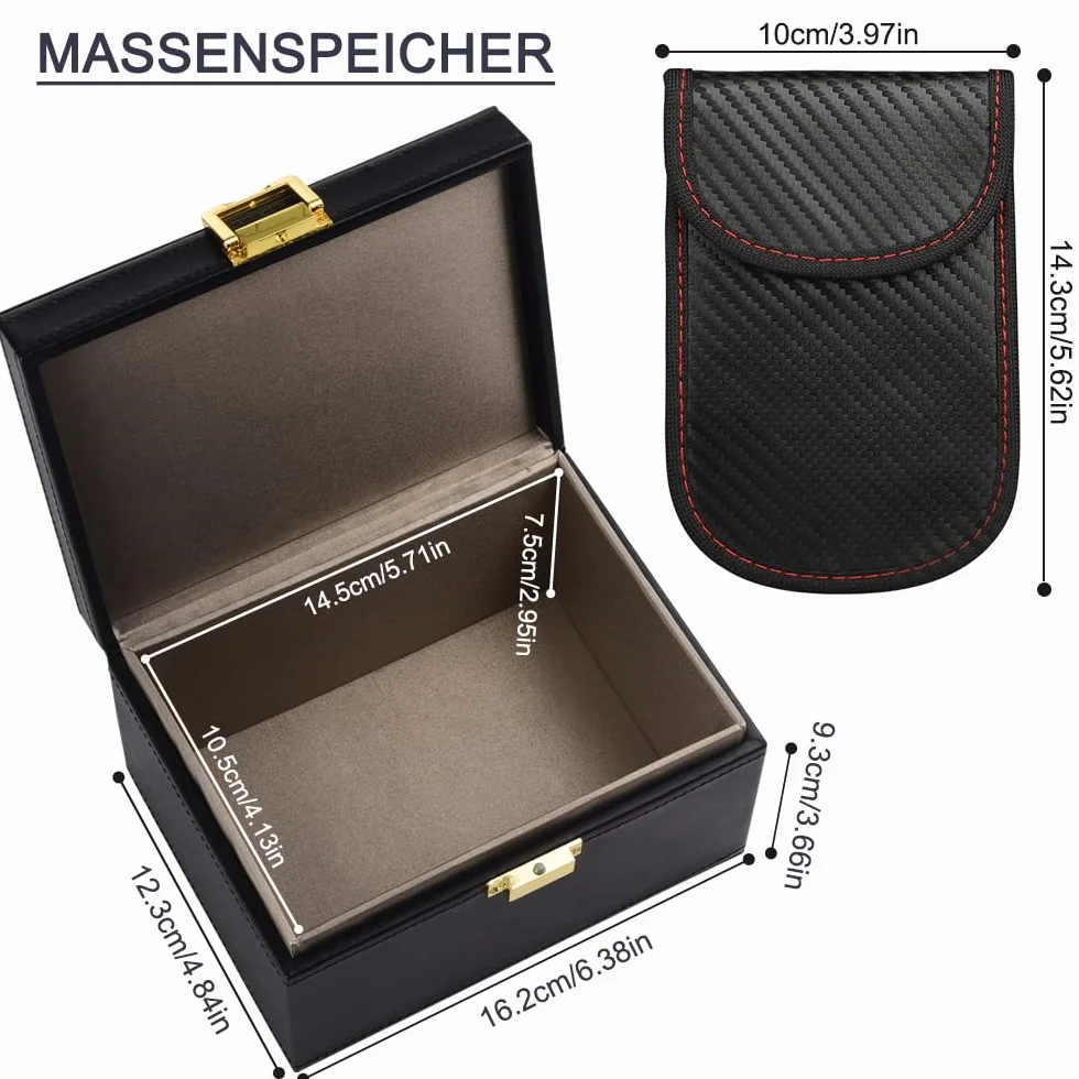 Diyife Faraday Box w Zestawie z etui Blokującym Sygnał, Etui na Kluczyki Samochodowe, Zabezpieczenie Przed Kradzieżą, etui Blokujące Sygnał RFID, Etui na Kluczyki Samochodowe, Telefony, Karty