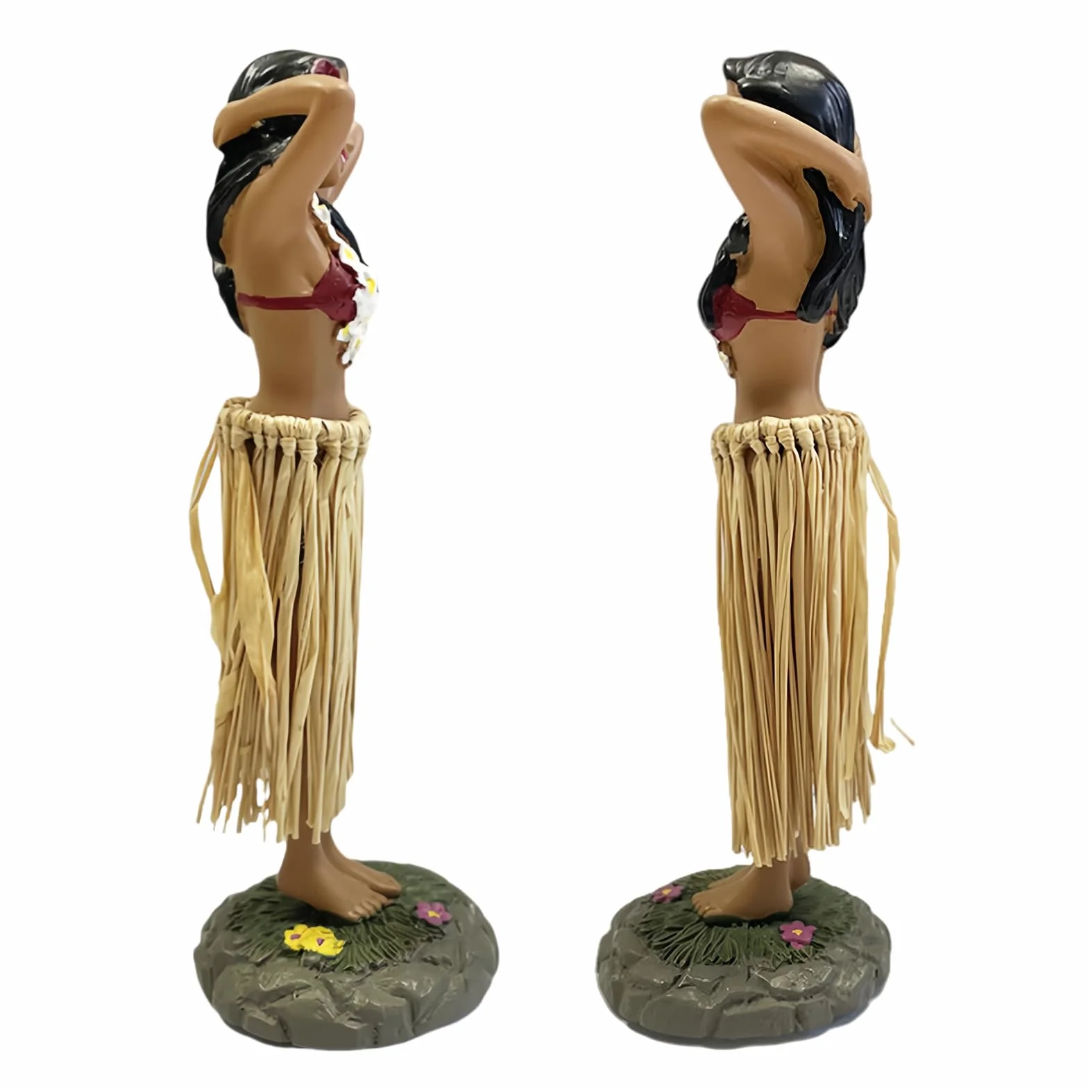 Hawaje Dashboard Hula Doll, realistyczna figurka z żywicy poliestrowej do deski rozdzielczej samochodu, Hawaje Hula Girl Posing, lalka na stół do domu/biura, bar na