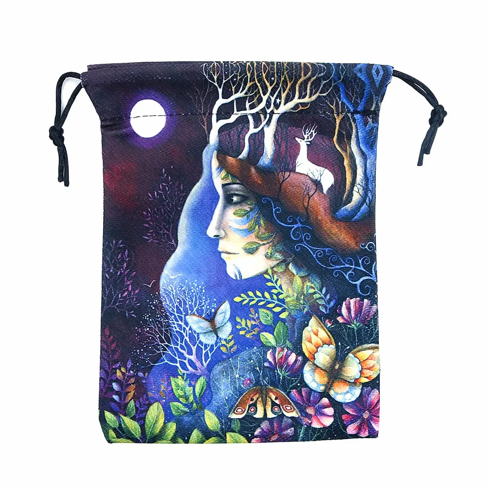 Namvo Torba do przechowywania tarota runy celtyckie karty tarota torba ze sznurkiem 13 x 18 cm, grube aksamitne torby na prezenty symbol haft biżuteria kryształowe woreczki ochronna gra karciana