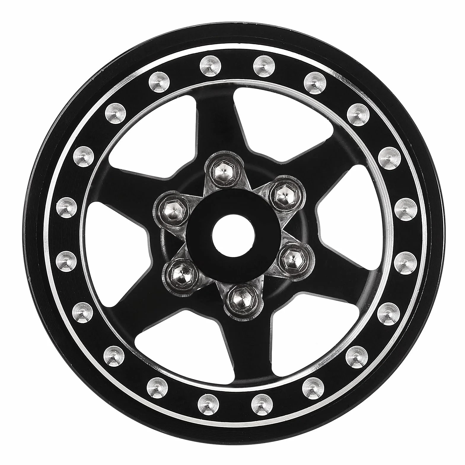 INJORA 1.0 Plus Beadlock felgi aluminiowe, 6 szprych, do SCX24 TRX4M FCX24 1/24 1/18 RC Crawler, czarne