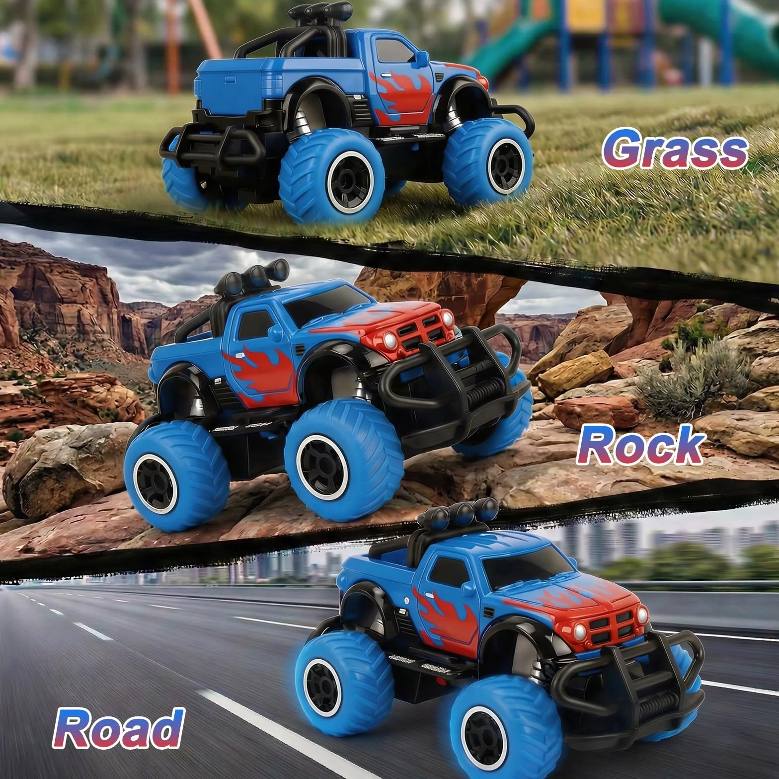 Pup Go Monster Truck zdalnie sterowany samochód ze światłem dla dzieci w wieku 3-9 lat, wytrzymały, mini samochód RC, szybki samochód offroad, do użytku wewnątrz i na zewnątrz, zabawka dla małych