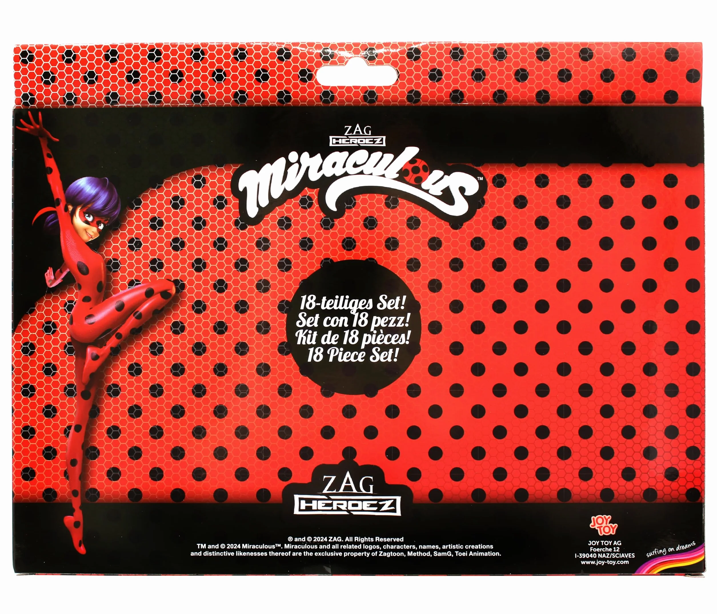 Joy Toy 65979 Tales of Ladybug & Cat Noir Figurki & Charactere Miraculous zestaw akcesoriów 18-częściowy w opakowaniu prezentowym 28x3x22 cm, dziewczyny
