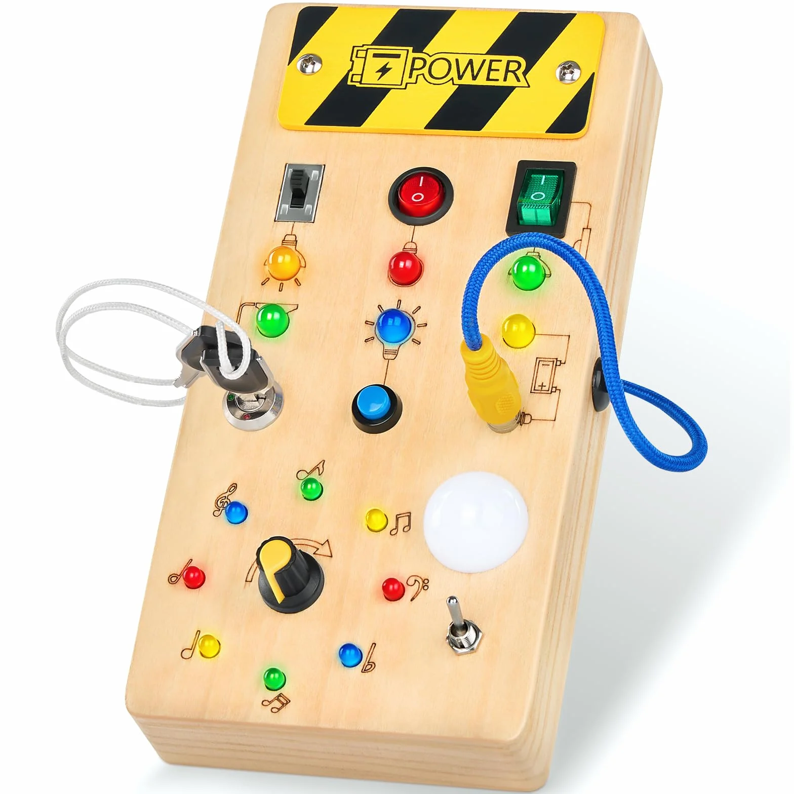 Montessori zabawka od 1 roku życia, deska z włącznikiem światła LED, drewniana zabawka od 1, 2, 3 lat, zabawka motoryczna, zabawka sensoryczna, zabawka edukacyjna dla niemowląt i małych dzieci