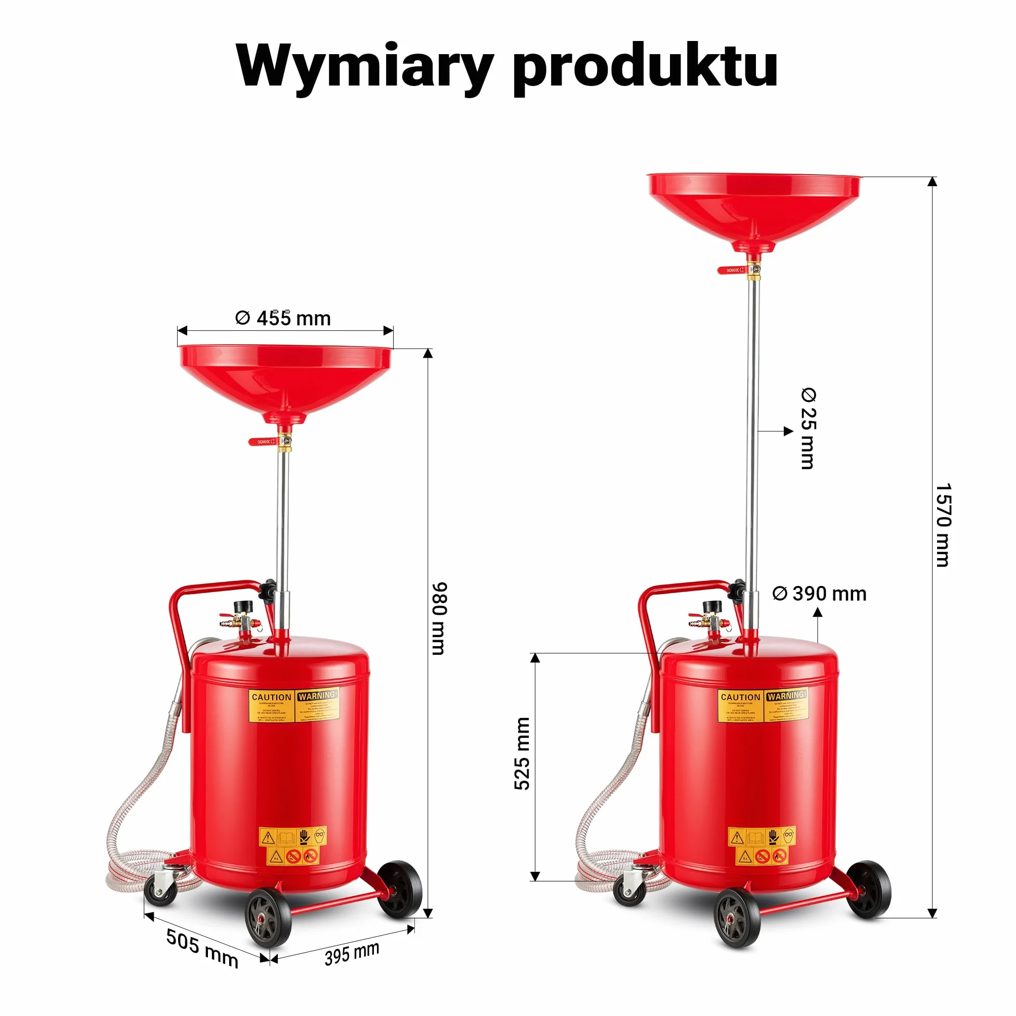 Wiltec Zlewarka do oleju 68 l z regulacją wysokości, wózek olejowy z tacą ociekową