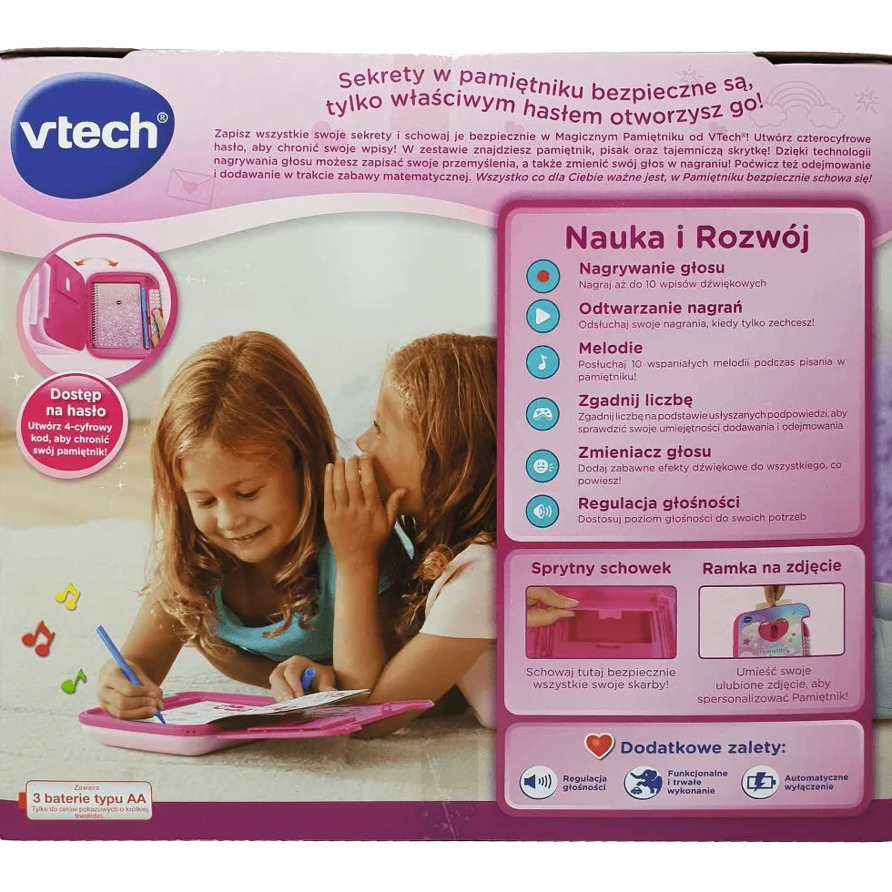 Trefl VTech - Magiczny Pamiętnik, Zabawka Interaktywna, Wyjątkowy Notes, Pamiętnik na Hasło, Miejsce na Zdjęcie, Zapisuj Sekrety, Zagadki Matematyczne, Zabawka dla Dziewczynki, dla Dzieci od 6 Lat