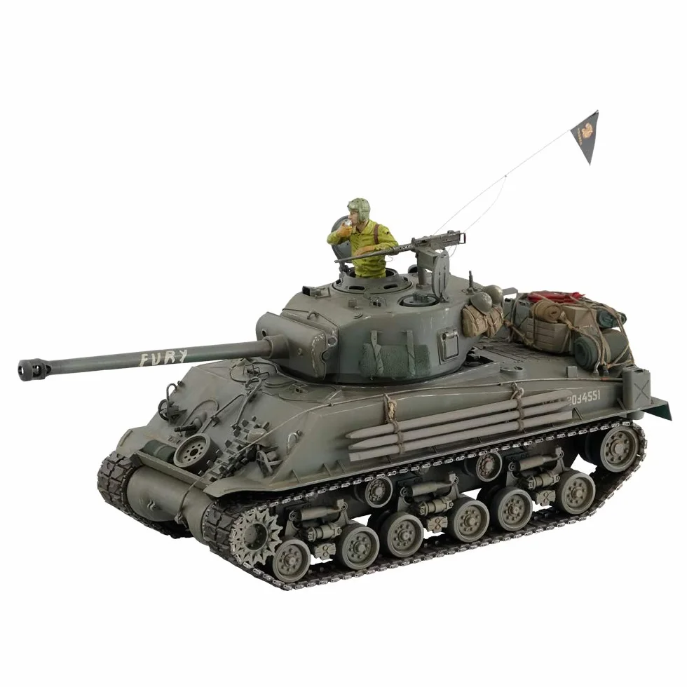HOOBEN 1/16 M4A3E8 Fury Sherman Brad Pitt czołg z kamuflażem Master Weathering+figurka+Zimmerit