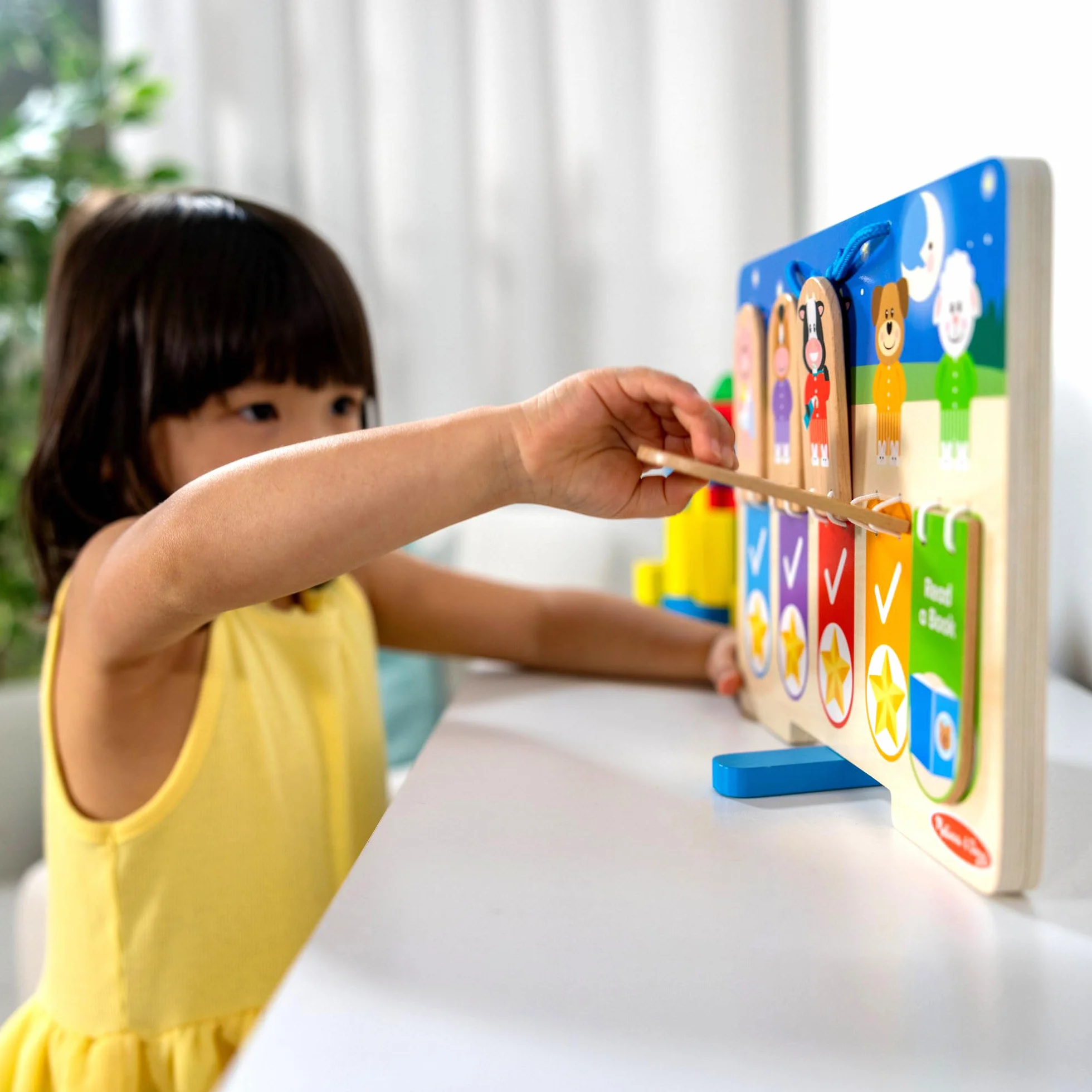 Melissa & Doug Drewniana tabela moich codziennych rutyn dnia i nocy dla chłopców i dziewcząt 3+