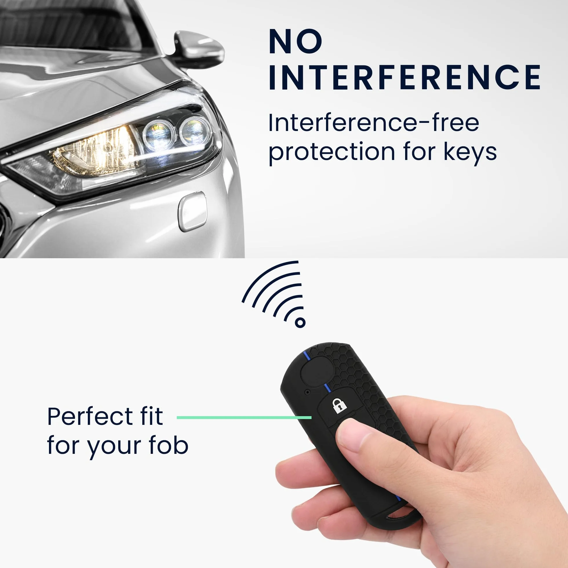 kwmobile Etui kompatybilne z Mazda Keyless Go Key Car Key Cover - Silikonowy pokrowiec na pilot samochodowy - Czarny/Niebieski
