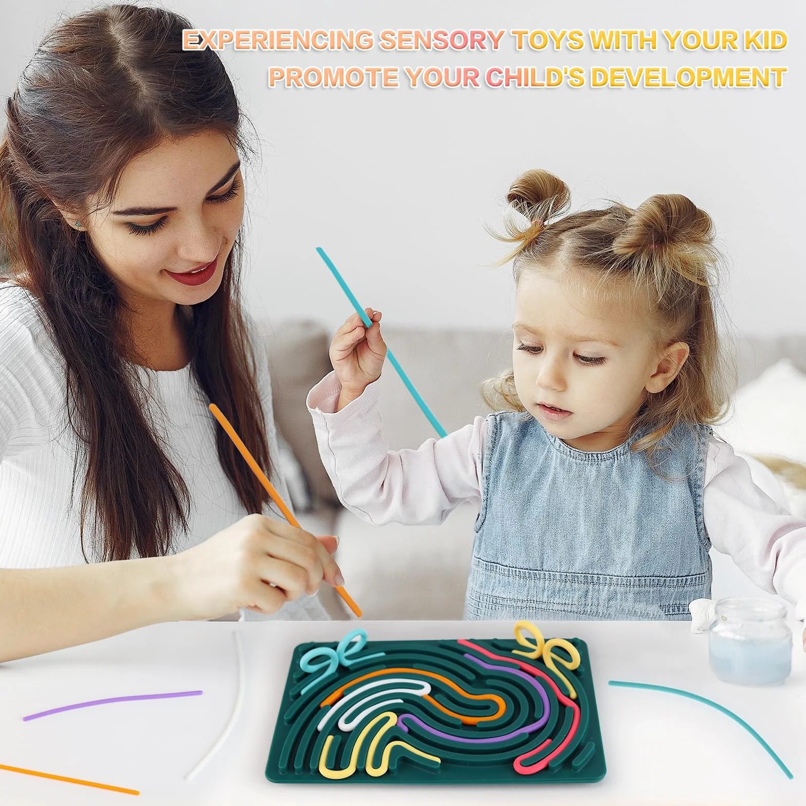 ddLUCK Silikonowa zabawka sensoryczna do zabawy, sensoryczna zabawka sensoryczna do autyzmu, ADHD dla dzieci od 3 roku życia i dorosłych, z torbą podróżną i 20 akcesoriami do sznurowania