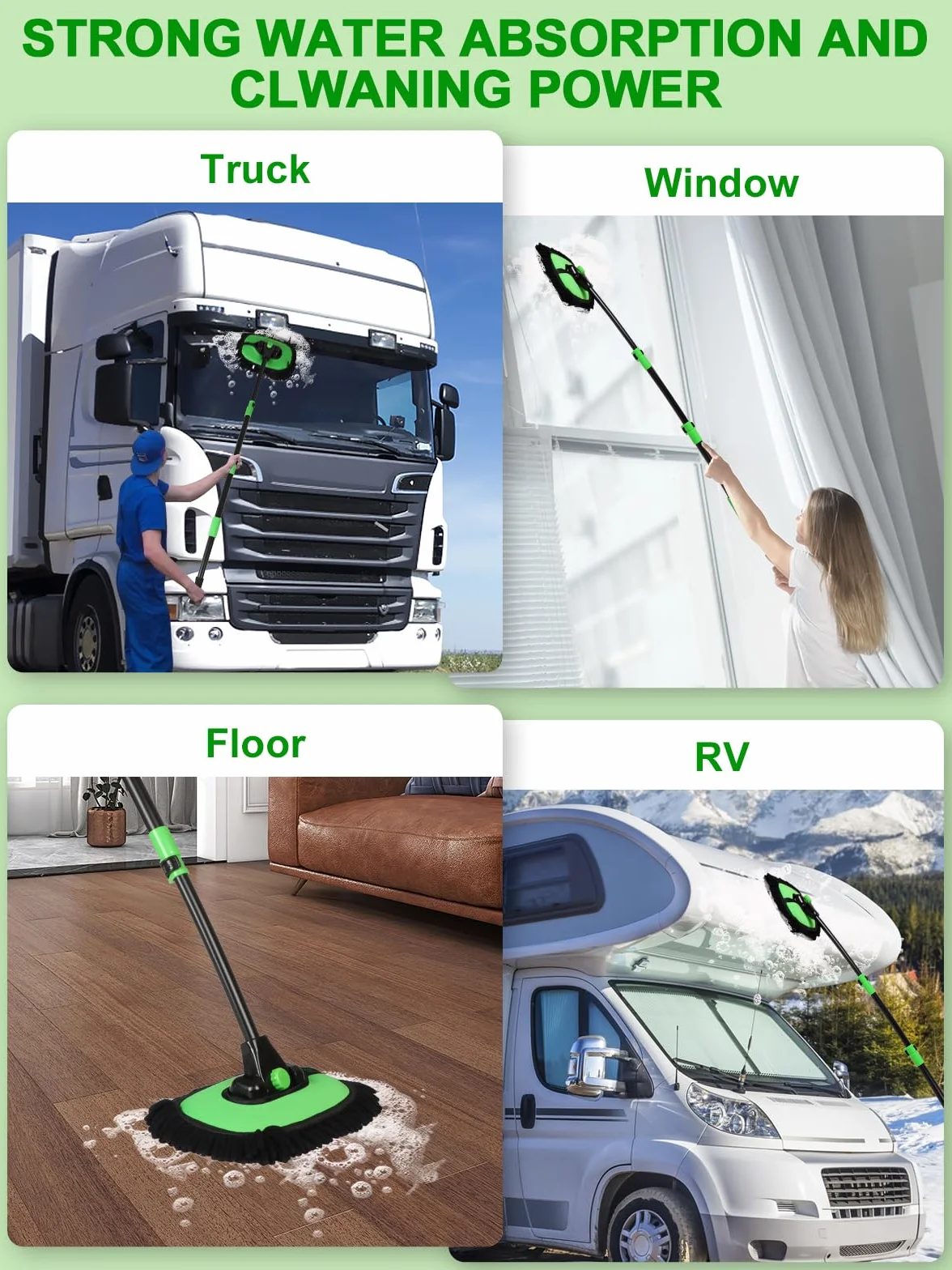 136cm 15° Curved Car Wash Brush With Long Handle High Density Chenille Soft Bristle Brush Head Suitable for Cleaning Detail Roof Wheel Windshields Truck Suv Rv Truck Window do