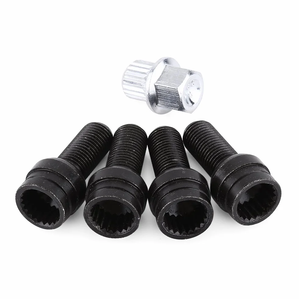 EBTOOLS do śrub kół vw bolt wheel, 4 1 x 1,5 mm stalowa śruba do koła i nakrętka zamka mocowana z kluczem