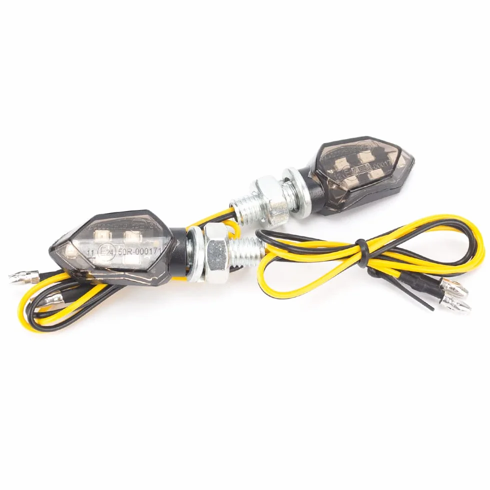 Kierunkowskazy motocyklowe ECE R50 12V IP65 M8 bursztynowe