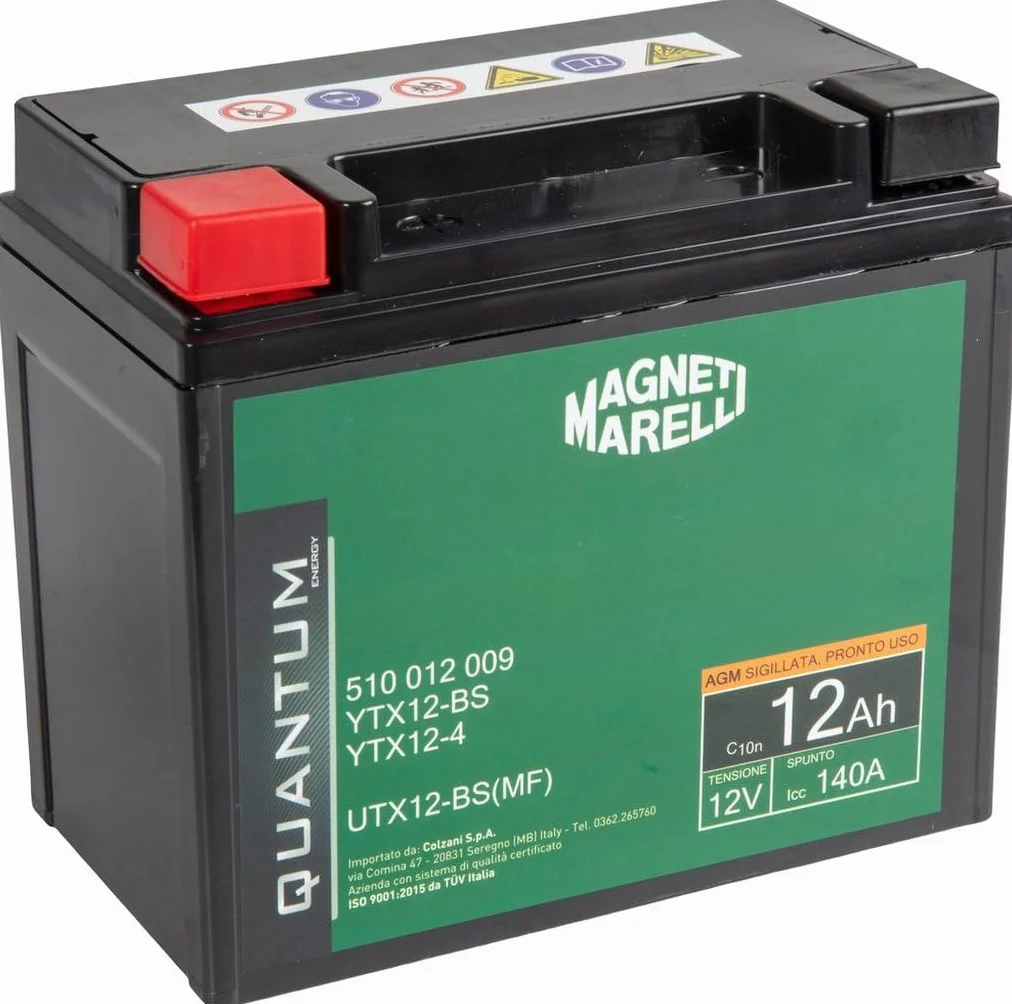 Quantum Energy Magneti Marelli akumulator motocyklowy i skuterowy 12AH 12V 140A uszczelniona technologia AGM lewy biegun dodatni