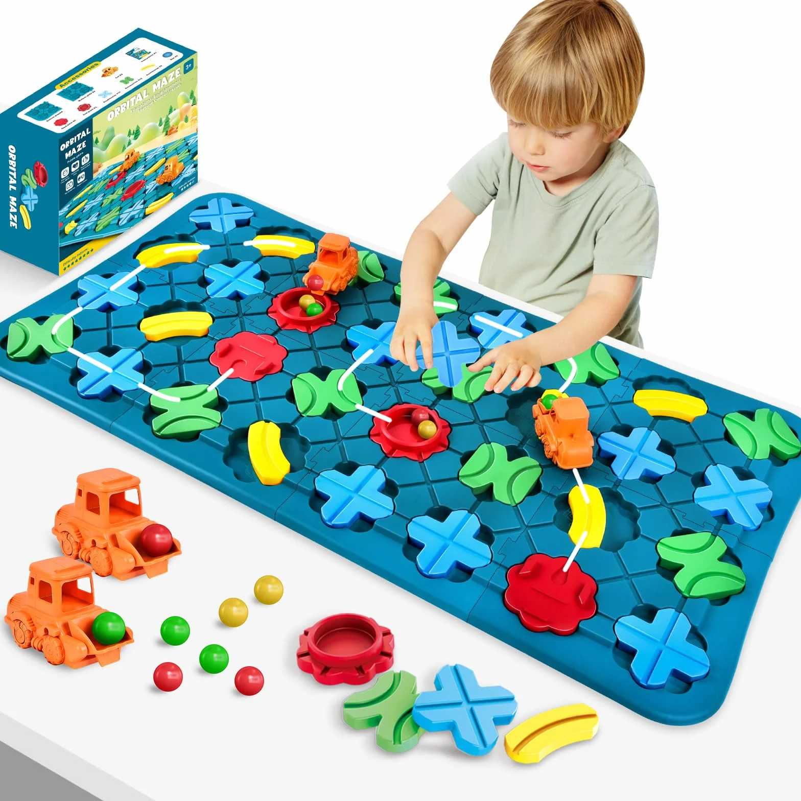 Herenear Labirynt gra planszowa dla dzieci 4 5 6 7 8 lat, duże 78 x 38 cm logiczne budowanie dróg gry towarzyskie, logiczne puzzle edukacyjne na planszach dla wielu graczy i rodziny