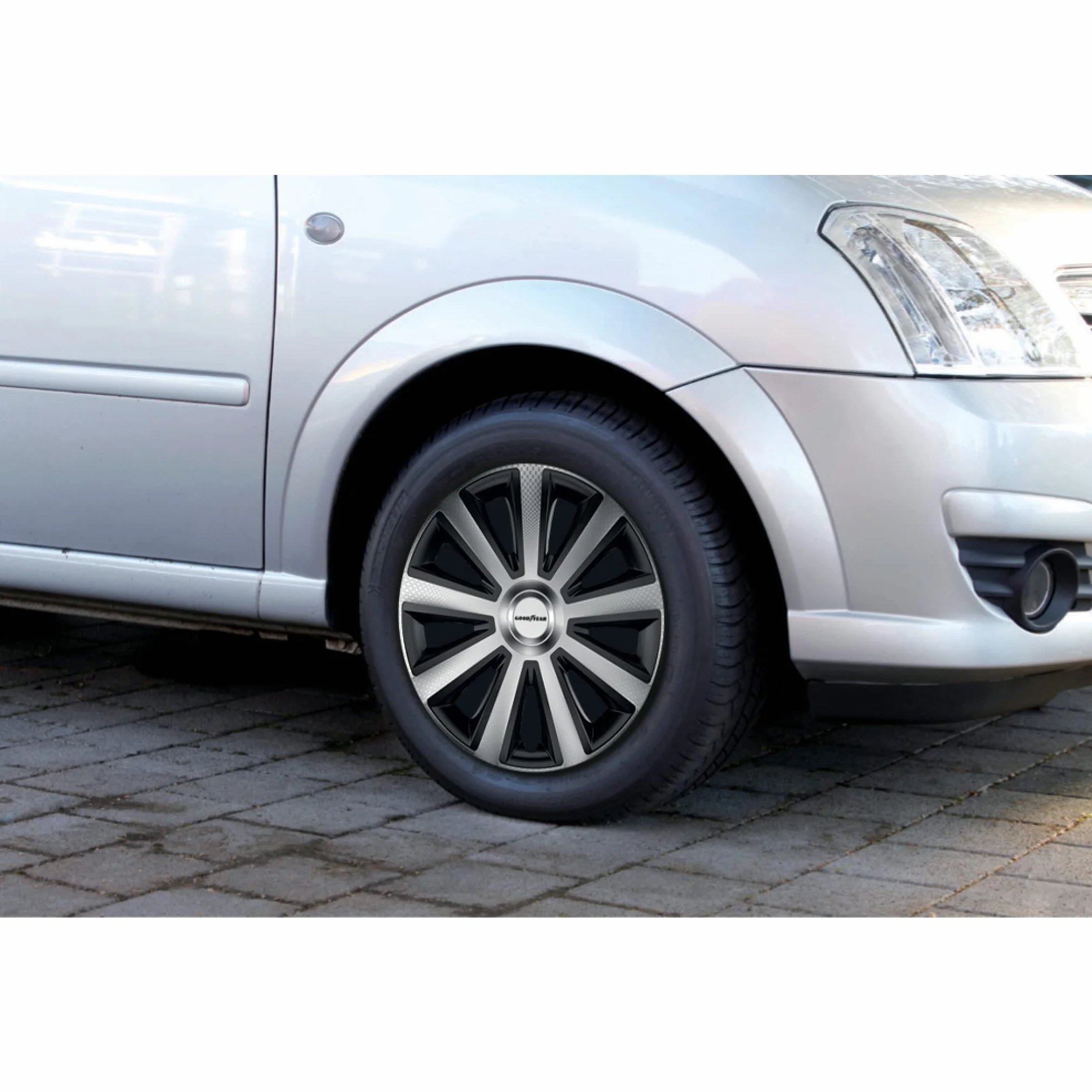 Goodyear Memphis Carbon kołpaki ozdobne 16 cali 40,64 cm czarne srebrne zestaw 4 sztuk