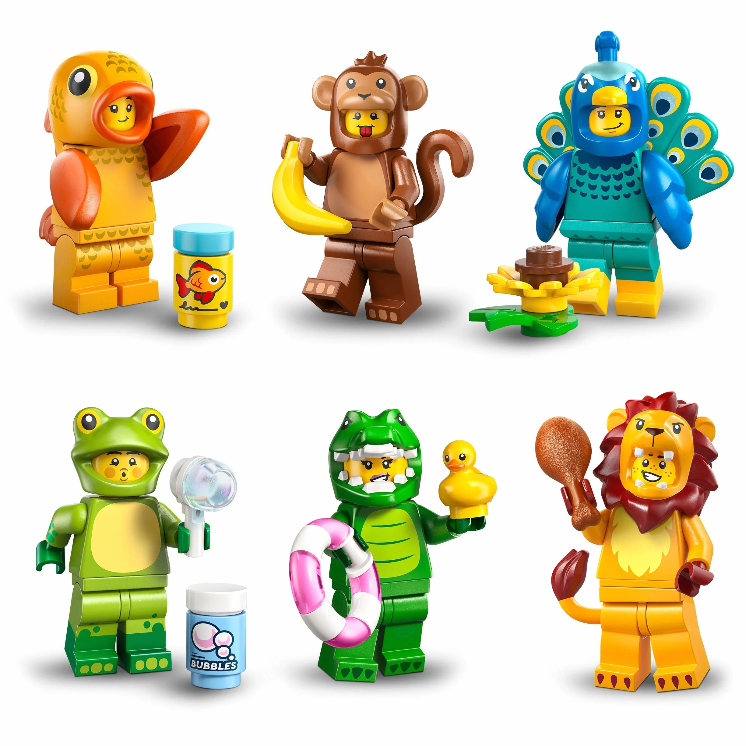 Lego Minifigurki z serii 28 z 12 figurkami: kompletny zestaw minifigurek Lego serii 71051 zwierzęta (w zestawie z płytkami z nadrukiem)