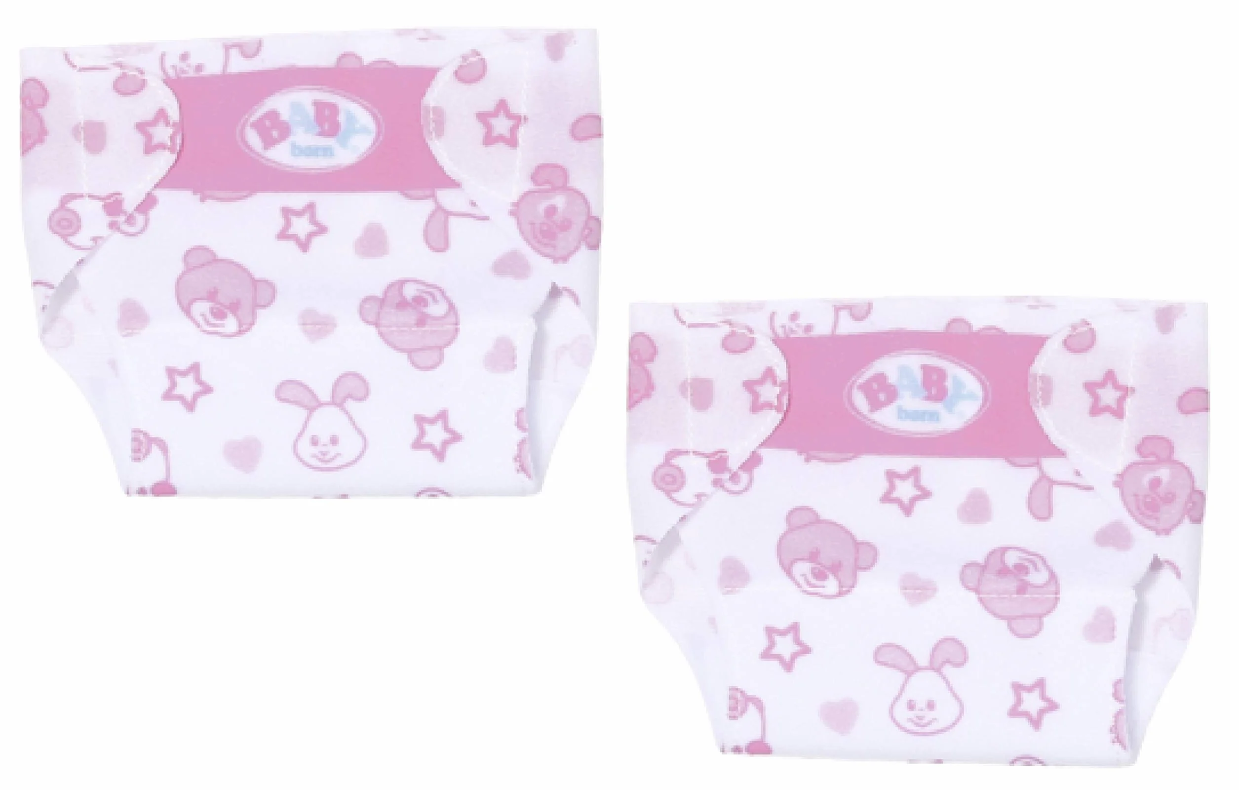 BABY born 828908 małe pieluchy 2-pak 36 cm dla małych dzieci w wieku 2 lat - łatwe dla małych rąk - promuje empatię i umiejętności społeczne - urocze nadruki, wielokolorowe