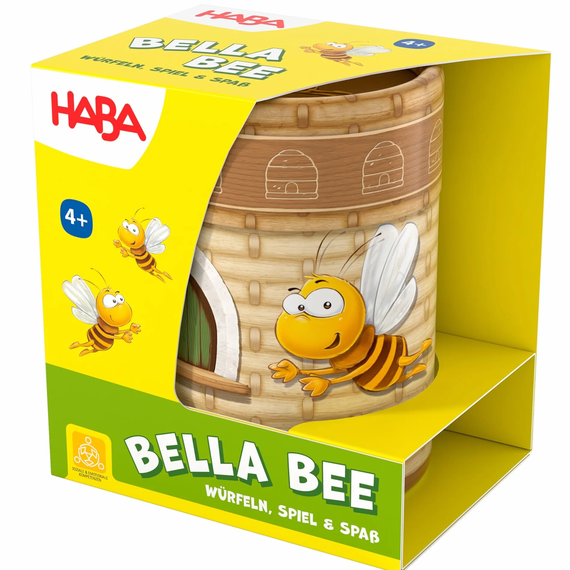 HABA Bella Bee 2010885001 kolorowa gra w kubki w kości od 4 lat – działa jak 6 zwycięstw – proste zasady dla szybkiej zabawy – idealna na urlop