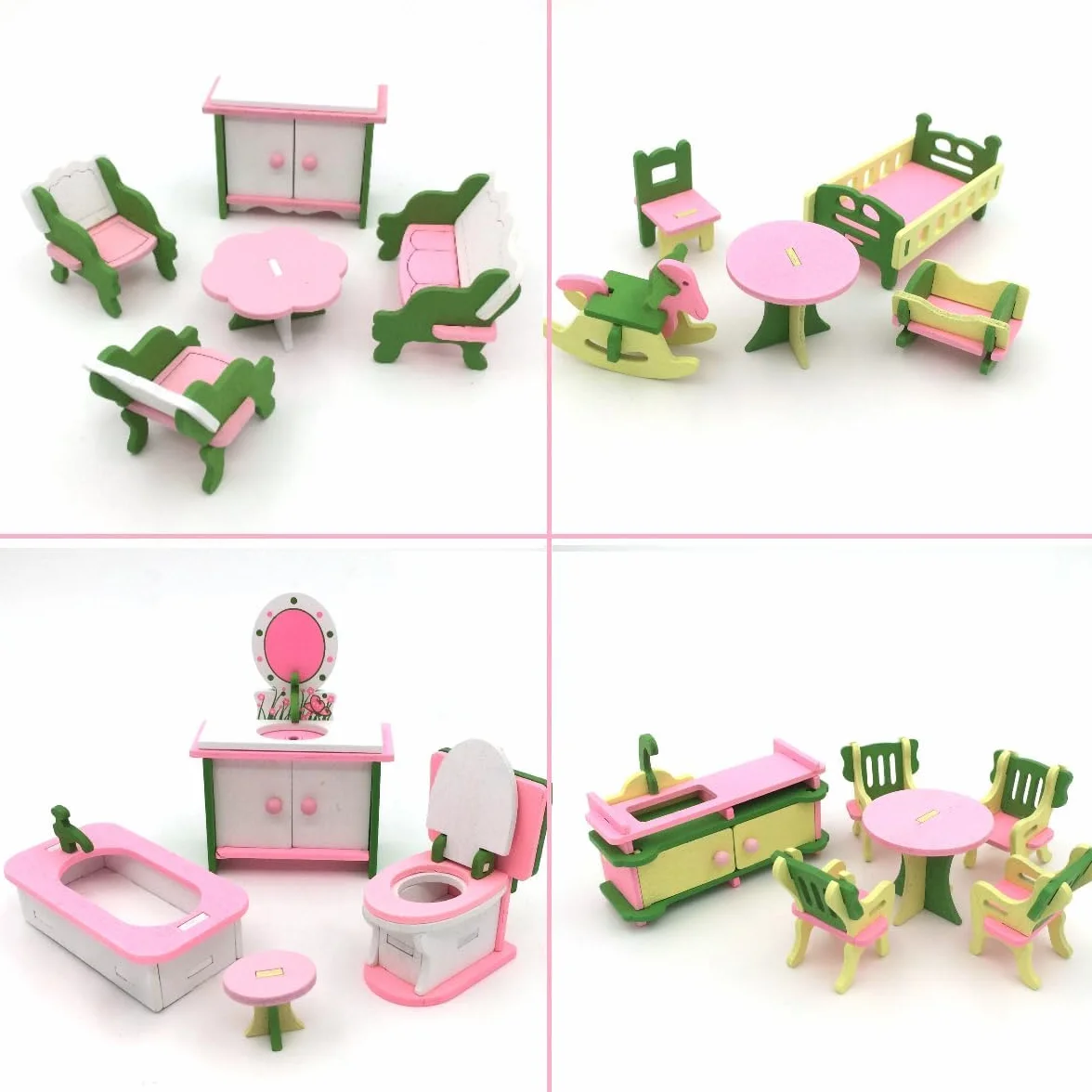 6 sztuk zestaw mebli do domku dla lalek, drewniane, miniaturowe meble, zlewozmywak kuchenny, stół do jadalni, 4 krzesła, akcesoria do domku dla lalek, dekoracja 1:12, domek dla lalek, jadalnia,