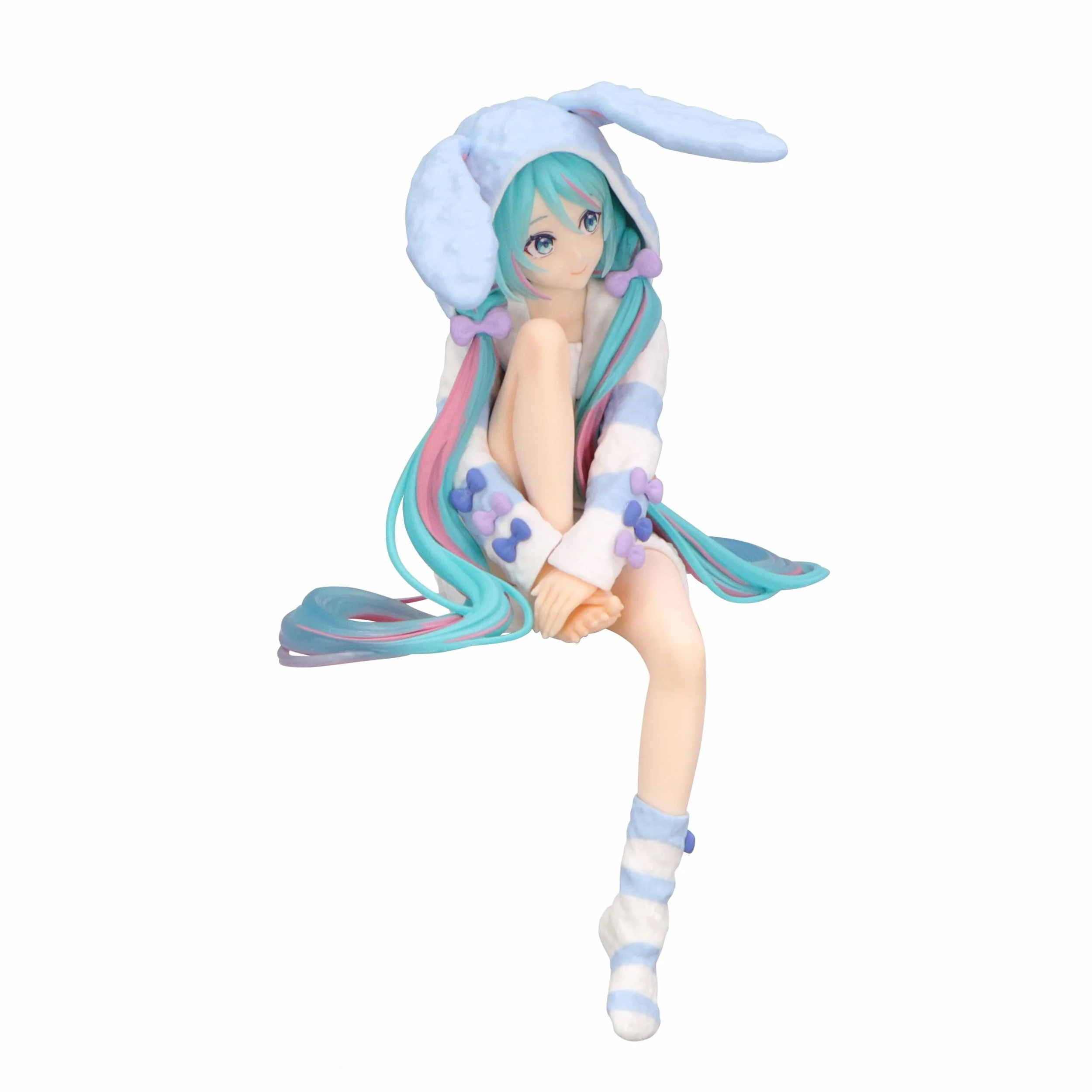 Furyu Corporation - Figurka zatrzymująca makaron Hatsune Miku - królicze uszy, kaptur, piżama, kolor niebieski ver.-