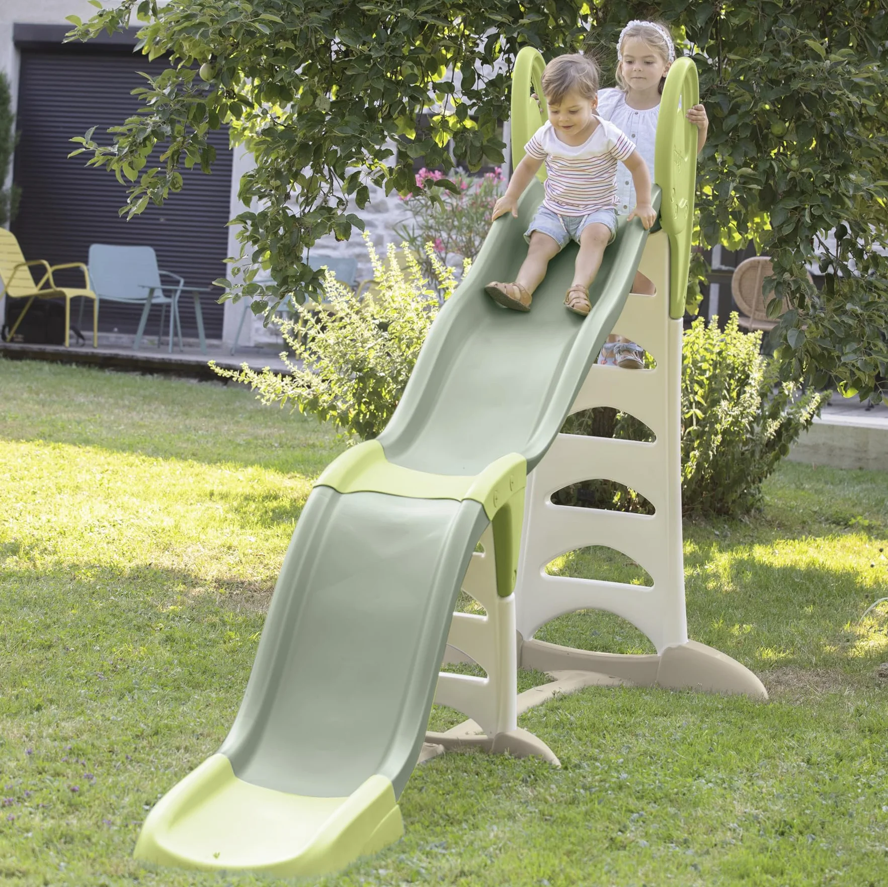 Smoby Life - Super Megagliss Slide - 2w1 Evolutionary Slide - Zjeżdżalnia od 170 do 360 cm - Drabinka z poręczami, stopnie antypoślizgowe - Materiał z recyklingu - Od 2 lat - Wyprodukowano we Francji