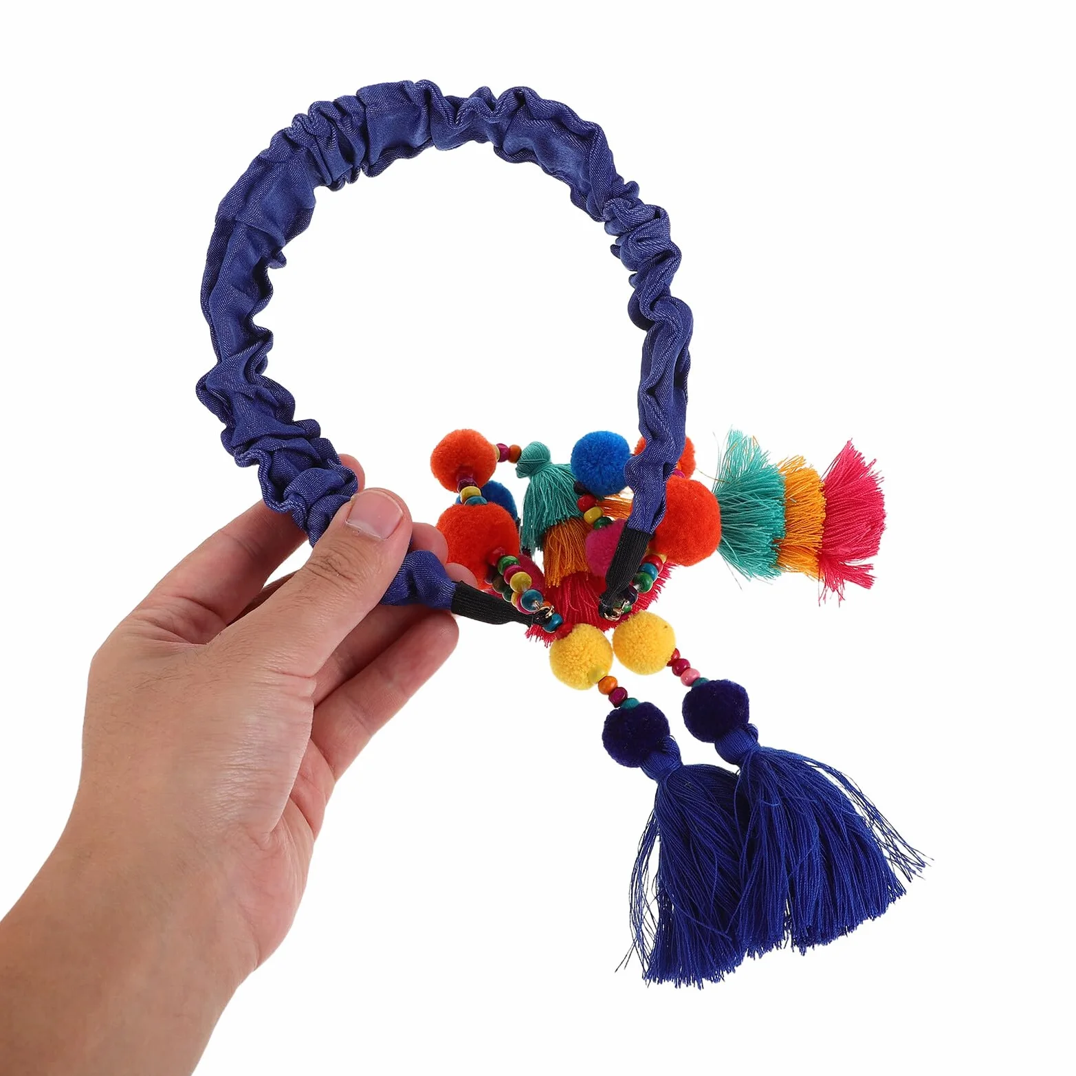 Headbands for Vintage Wide Hair Band with Tassels And Pom Poms Soft Breathable Ethnic Style Hair Accessories