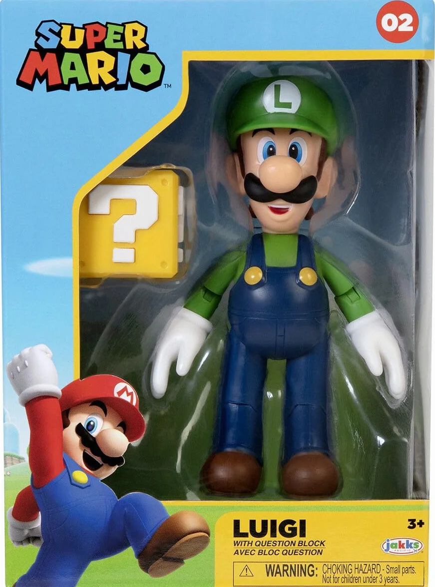 Figurka - JAKKS Pacific - Super Mario Bros : Luigi + blok? - 10 cm