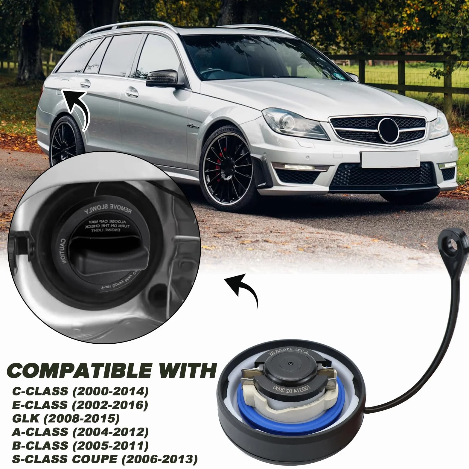 Pokrywa zbiornika paliwa kompatybilna z Mercedes-Benz W211 W212 W203 W204 W245 W169 X204 R171 S204 C207 C209 A209